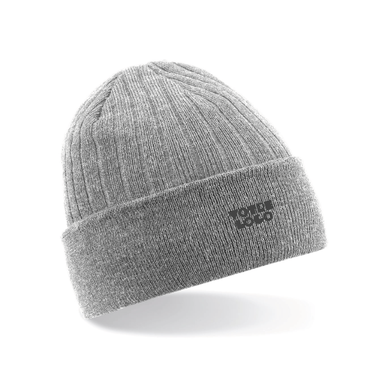 Bonnet-gris-personnalisable Bonnet personnalisable maille double épaisseur