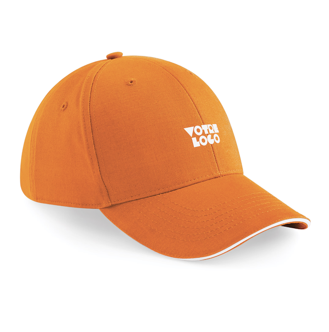 Casquette blanche et orange personnalisable