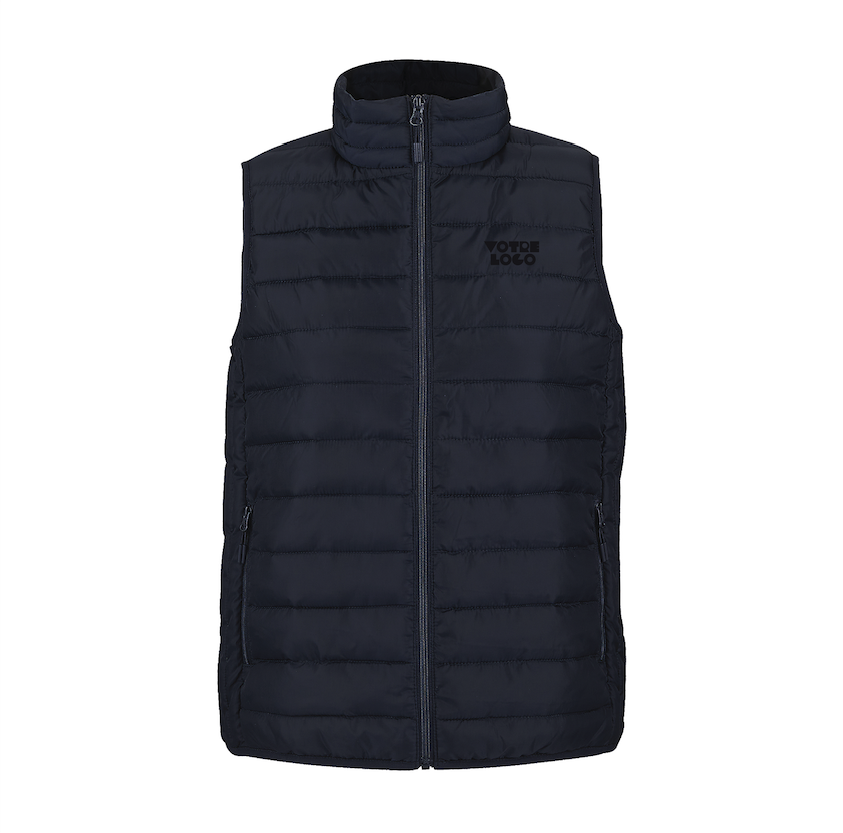 Doudoune-sans-manches-bleue-marine-femme-personnalisable Doudoune sans manches femme personnalisable