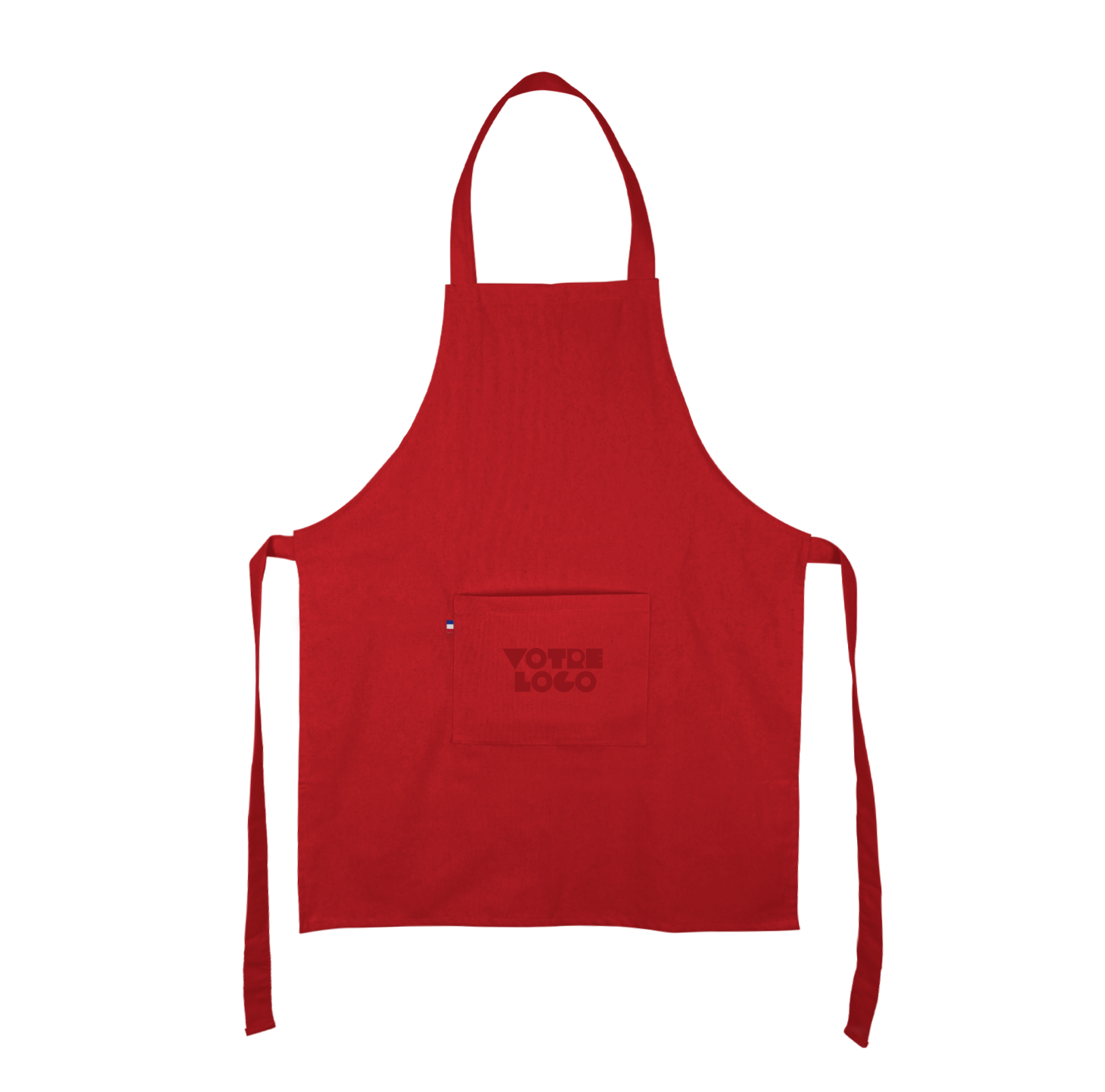 Tablier-coton-madeinfrance-rouge-personnalisable Tablier en 100% coton tissé 240g/m2 Made in France personnalisable