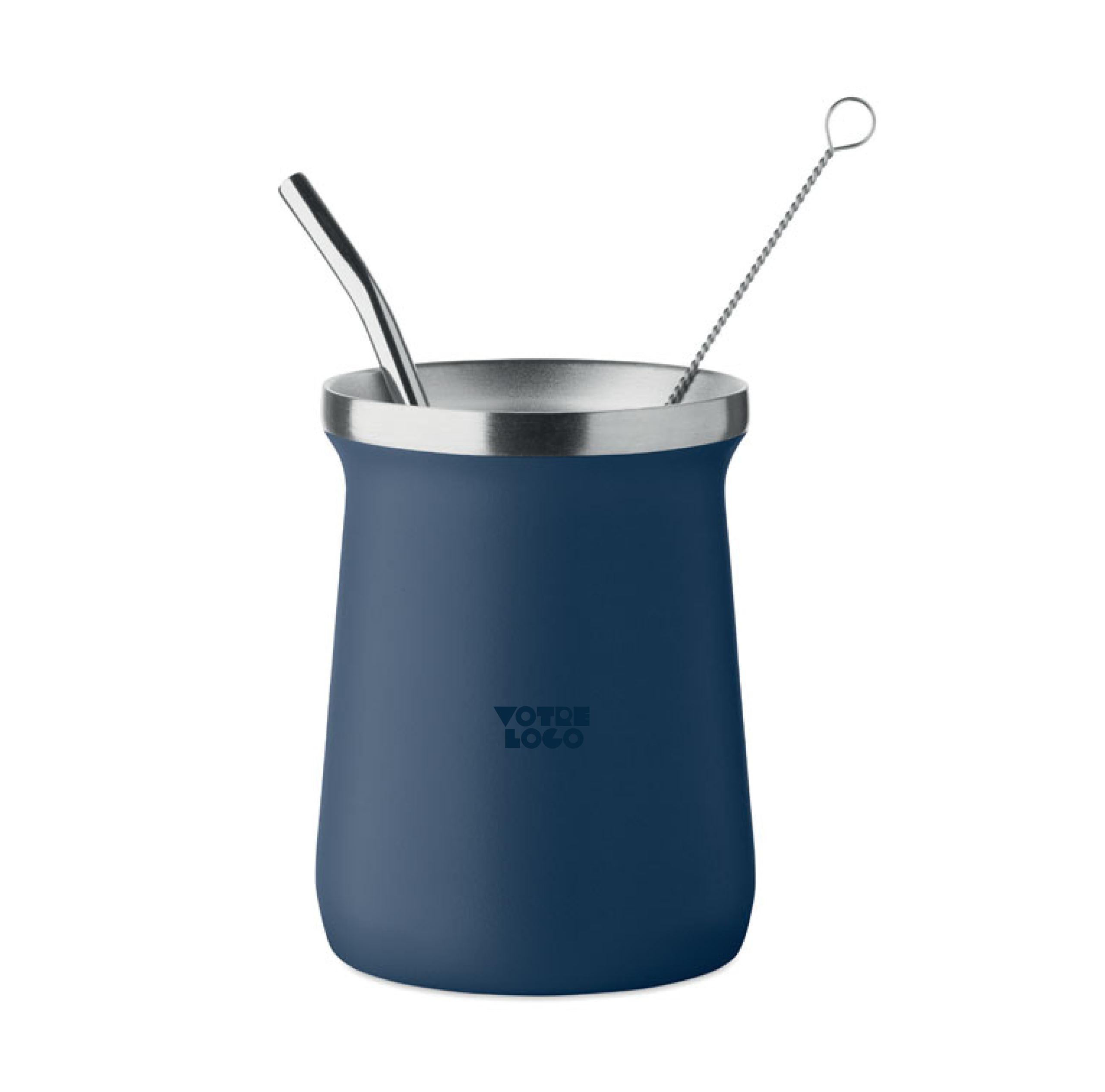 Tasse-mate-double-paroi-bleue-personnalisable Tasse à yerba maté à double paroi 240ml personnalisable