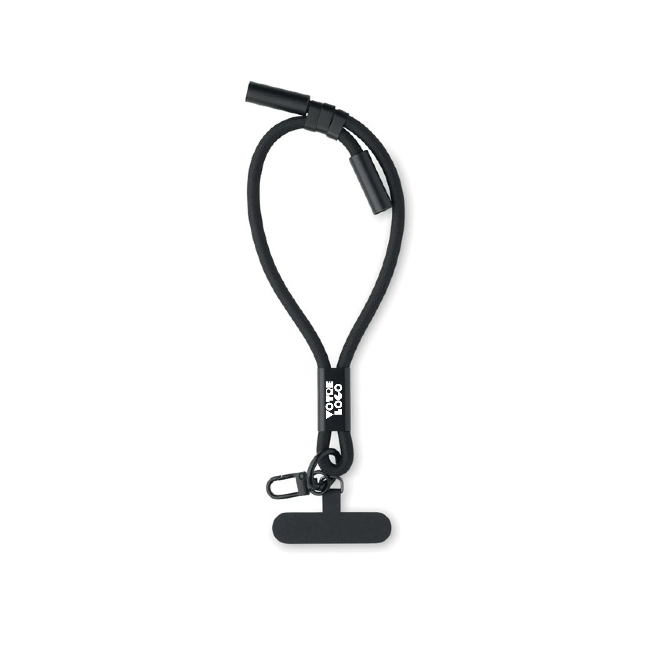 bracelet-telephone-cable-charge-transfert-noir-personnalisable Bracelet de téléphone avec câble de charge et transfert personnalisable