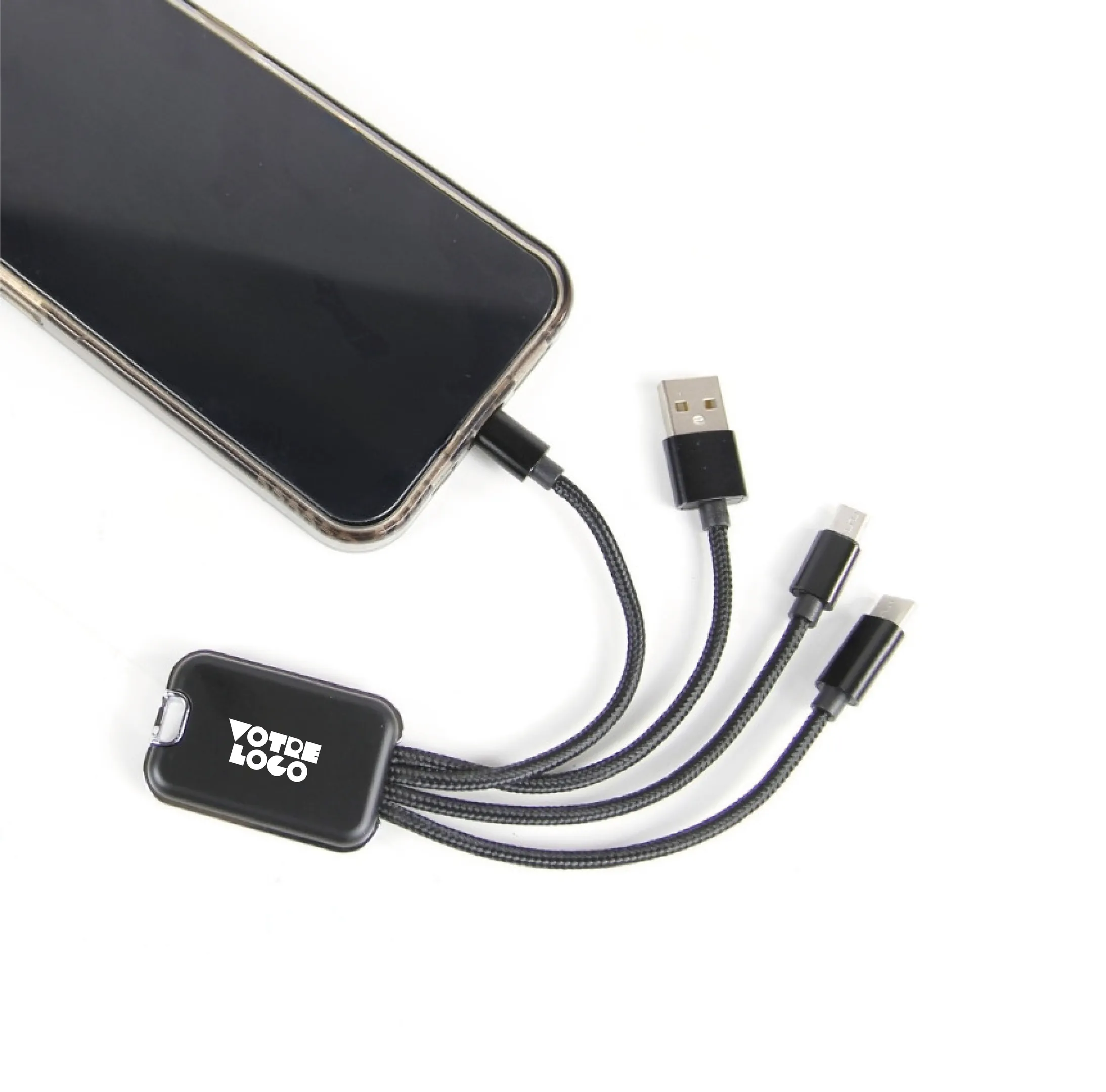 Câble USB 4-en-1 lumineux personnalisable express