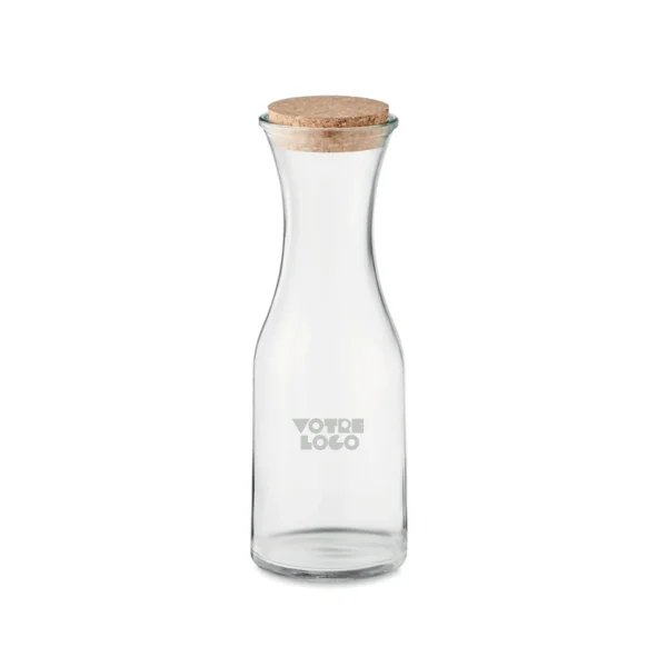 Carafe en verre recyclé avec couvercle en liège 1L personnalisable