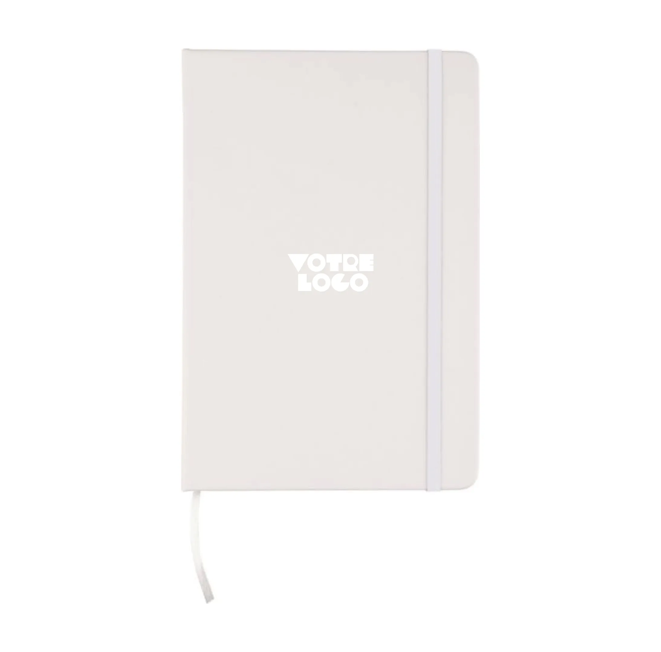 carnet-a5-blanc-couverture-pu-recycle-rpet-marque-page-personnalisable-blanc Carnet A5 avec couverture PU recyclé personnalisable