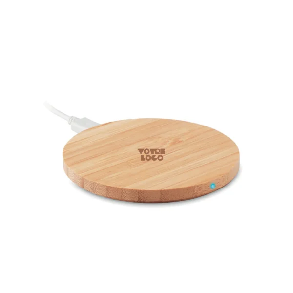 Chargeur rapide sans fil en bambou personnalisable