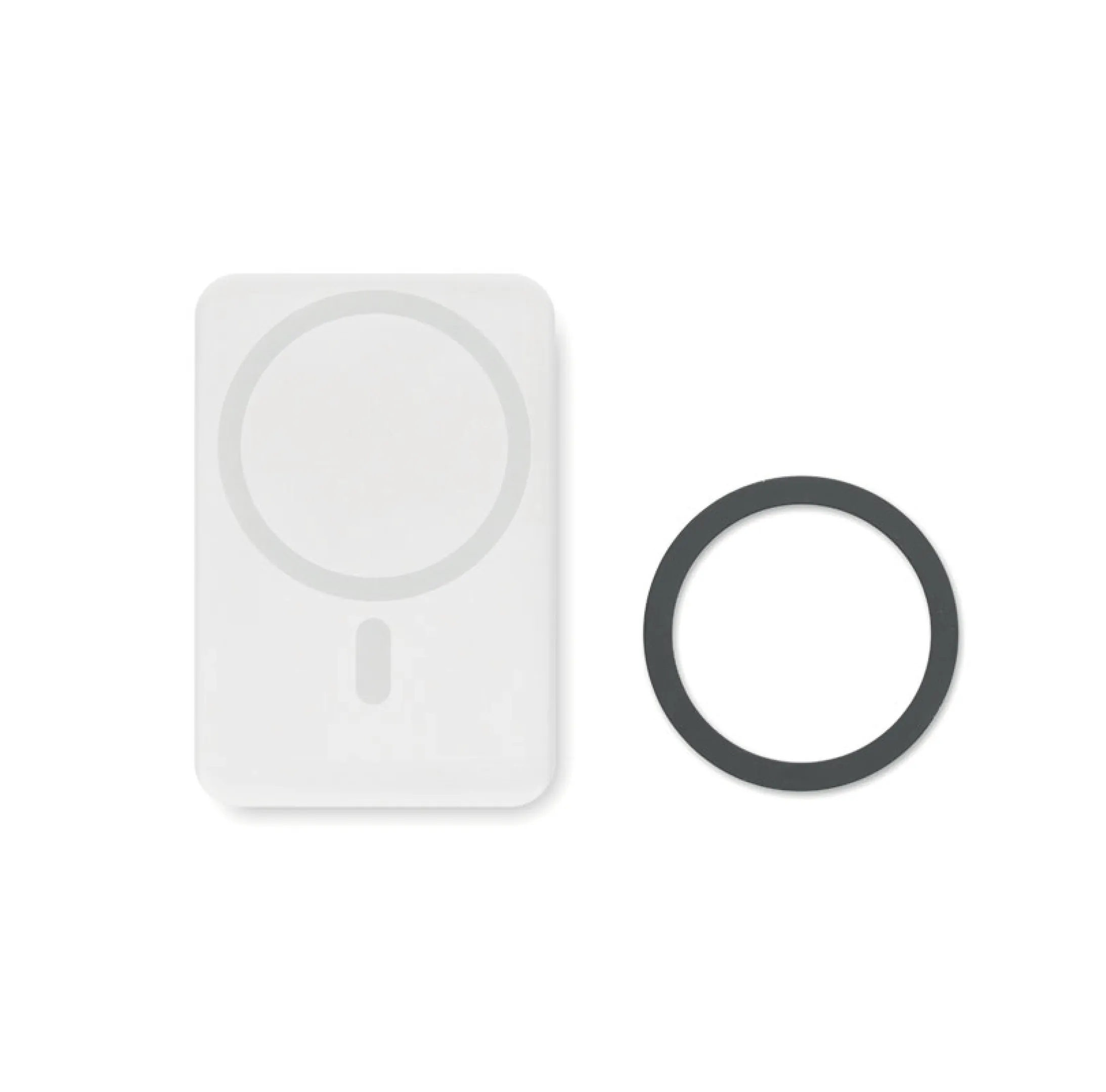 chargeur-sans-fil-blanc-personnalisable Chargeur sans fil magnétique (15W) / powerbank (5000 mAh) personnalisable