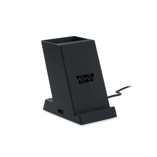 Chargeur sans fil 15W à double bobine avec porte-stylo personnalisable