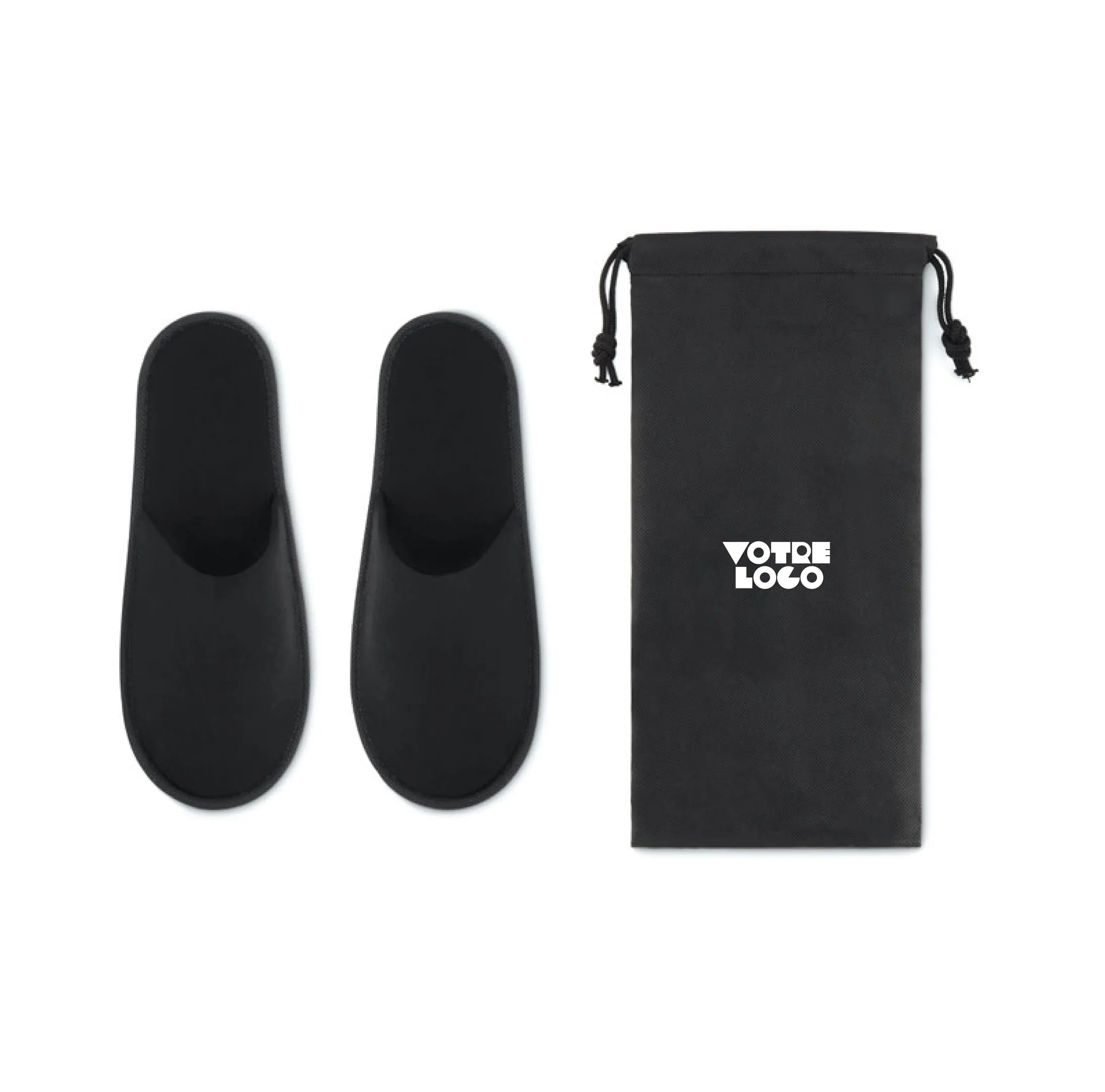 chaussons-hotel-noir-personnalisables Chaussons d'hôtel personnalisable