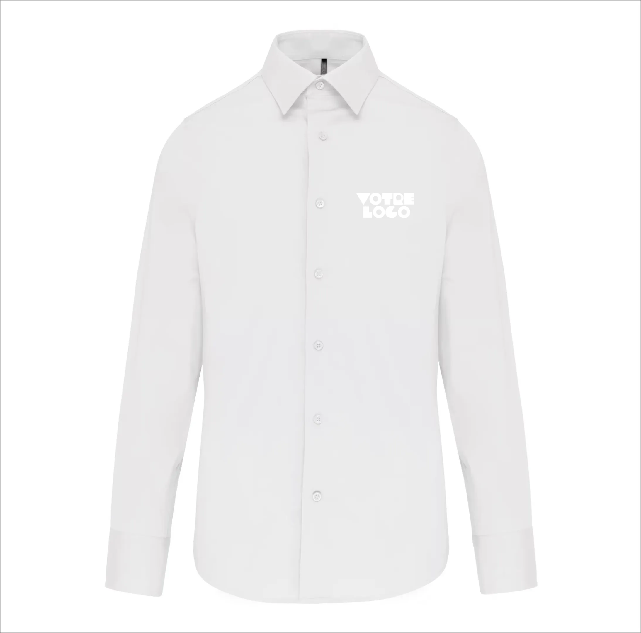 chemise-homme-coton-manches-longues-personnalisable-blanc.webp Chemise coton / élasthanne manches longues homme 120 g/m² personnalisable