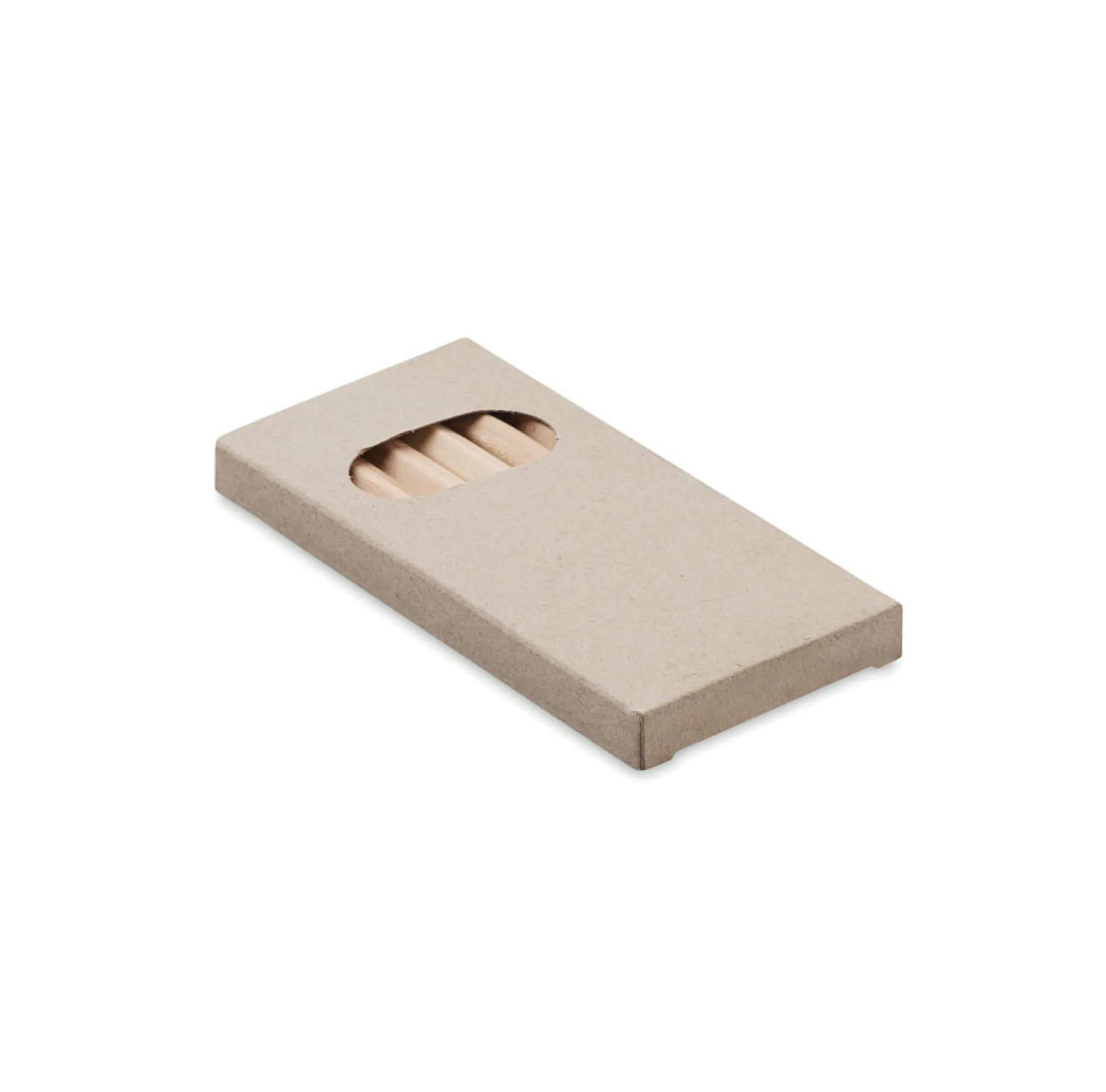 crayons-de-couleur-pochette-papier-recycle-personnalisable.webp 6 crayons de couleur dans une boîte en papier recyclé personnalisable