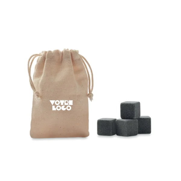Ensemble de 4 cubes en pierre avec une pochette personnalisable
