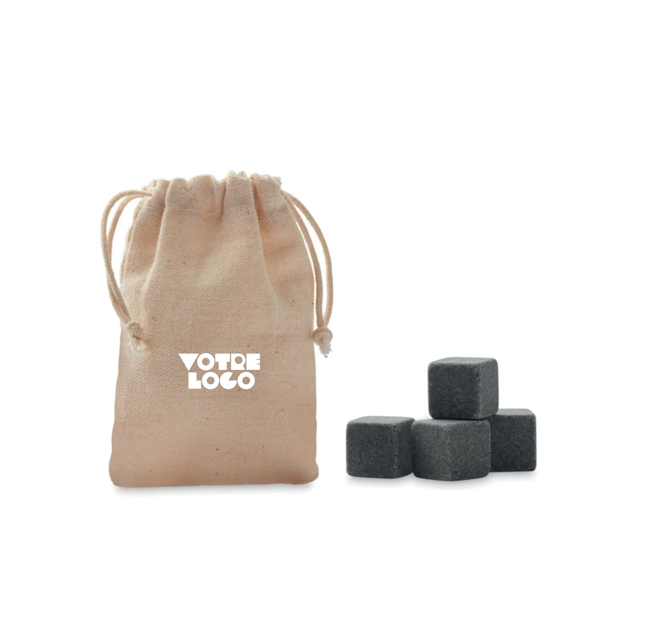 Ensemble de 4 cubes en pierre avec une pochette personnalisable