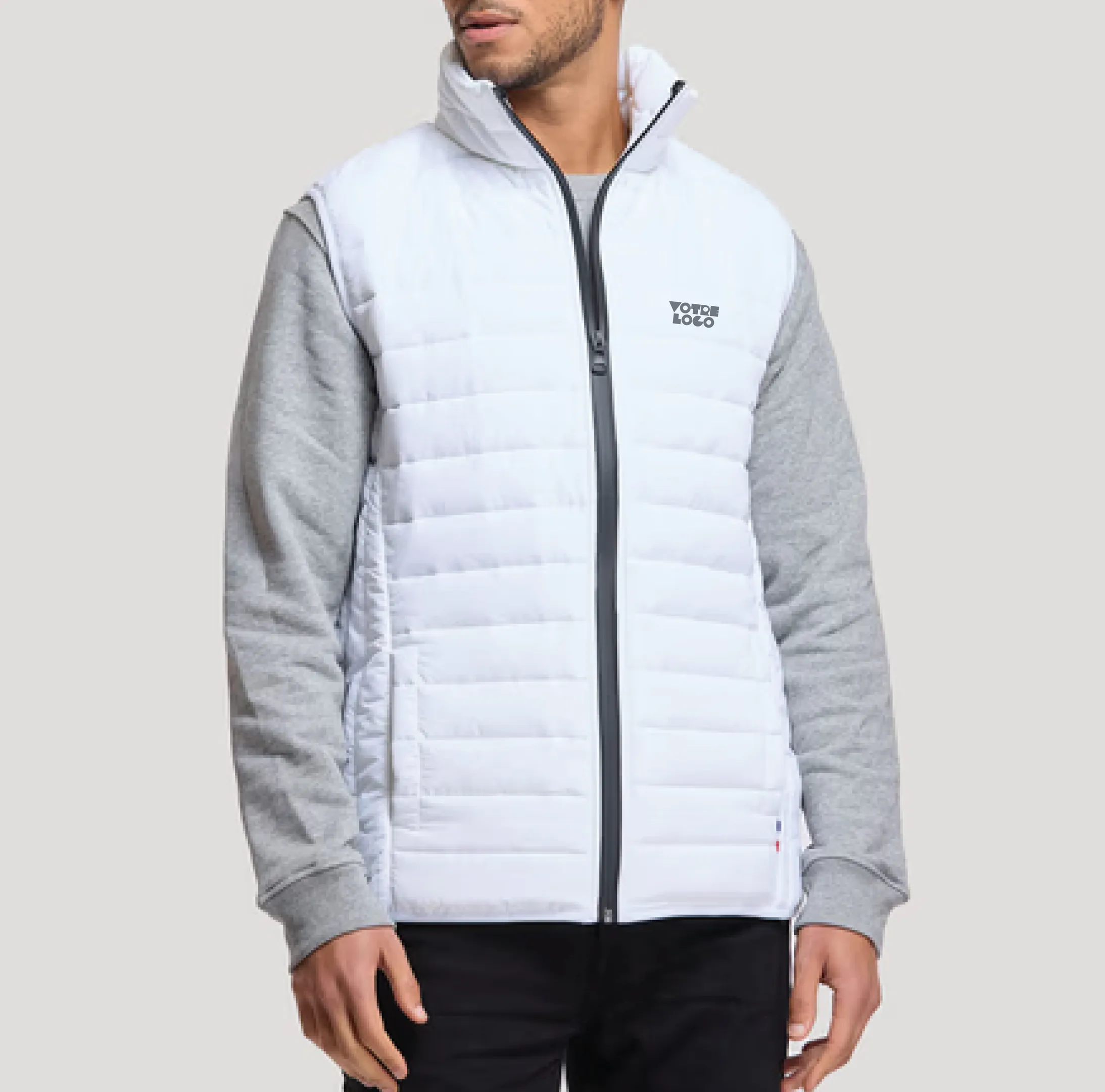 doudoune-sans-manches-blanc-personnalisable Doudoune sans manches homme Made in France personnalisable