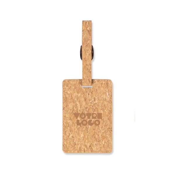 Étiquette à bagage en liège personnalisable