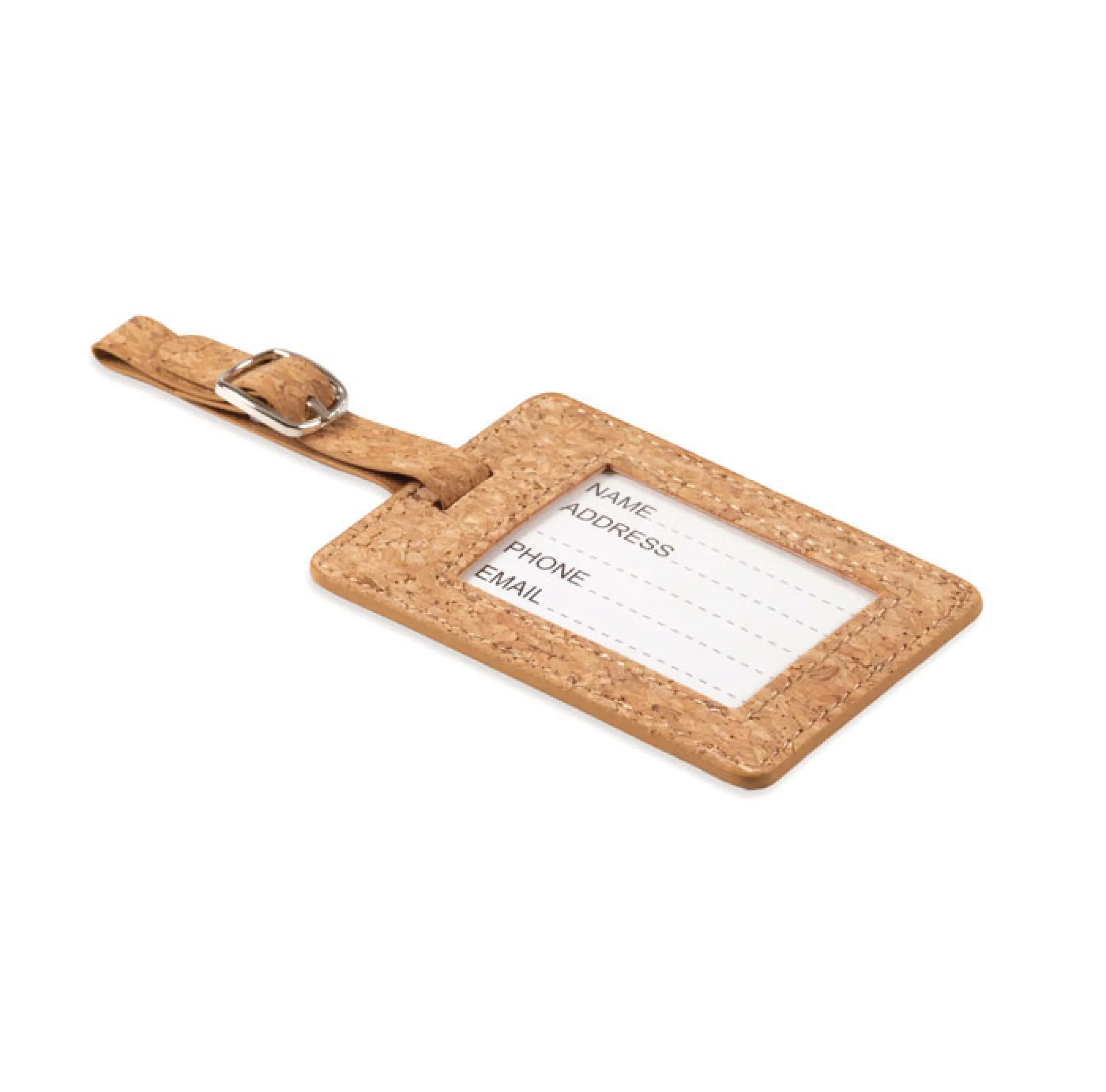Étiquette à bagage en liège personnalisable