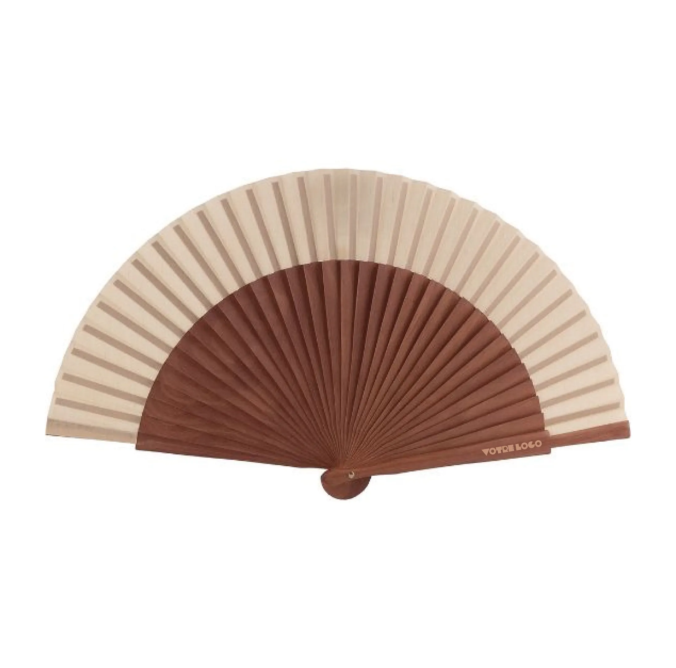 eventail-en-bois-fonce-beige-personnalisable Éventail en bois foncé naturel personnalisable