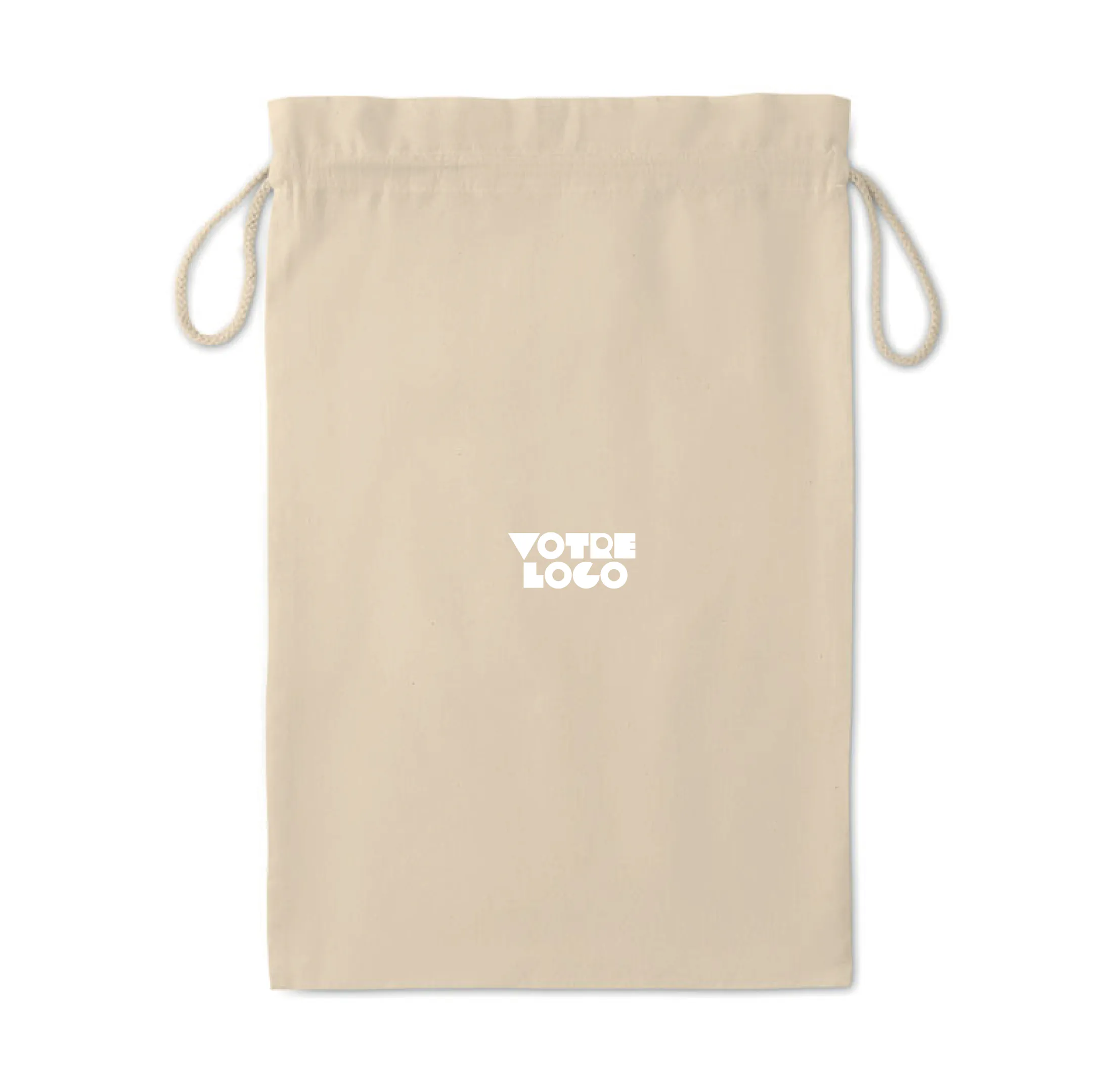 Grand sac cadeau en coton avec cordon de serrage naturel personnalisable