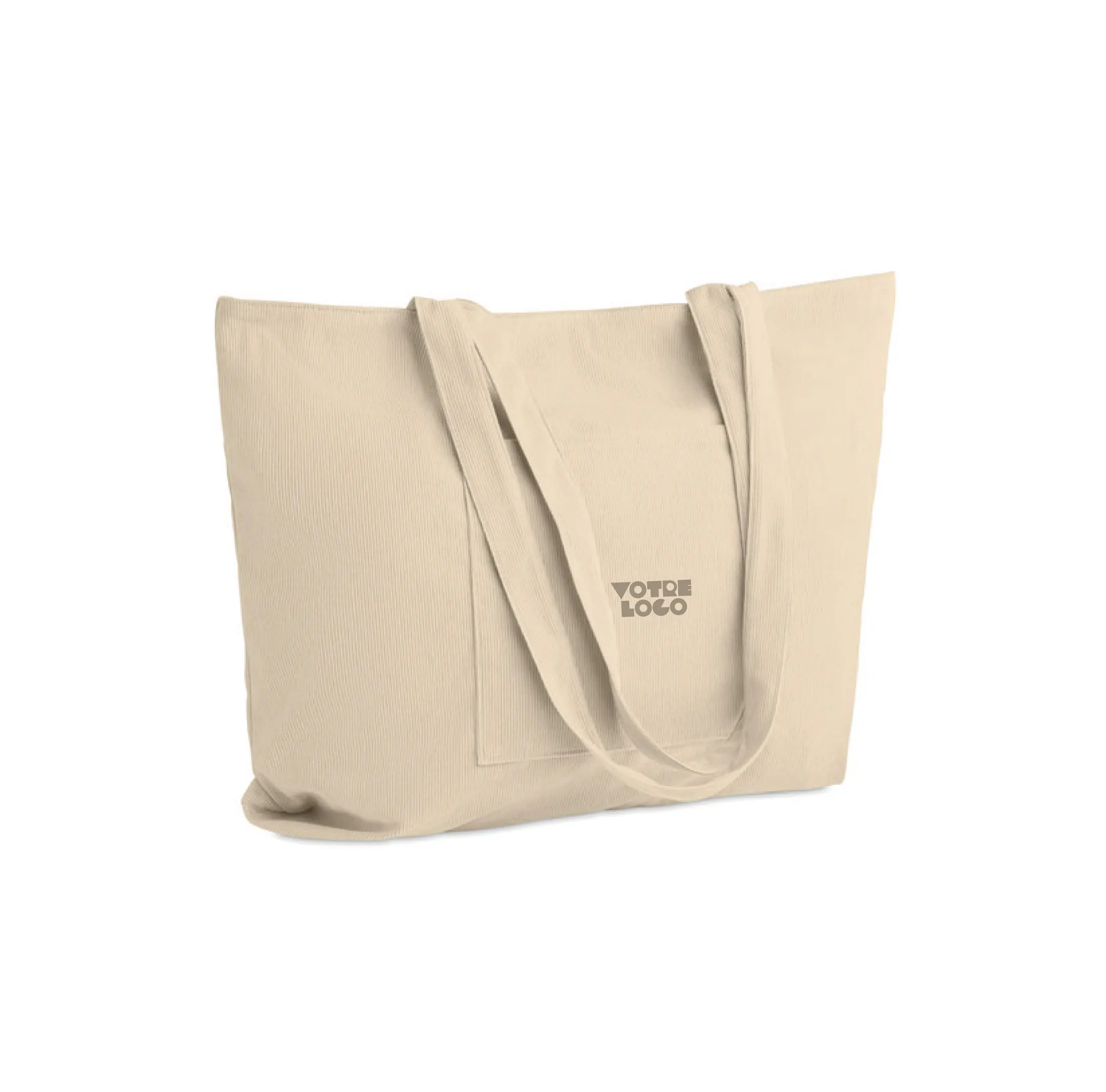 grand-sac-shopping-plage-velours-beige-personnalisable Grand sac shopping/de plage en velours 220 gr/m² personnalisable