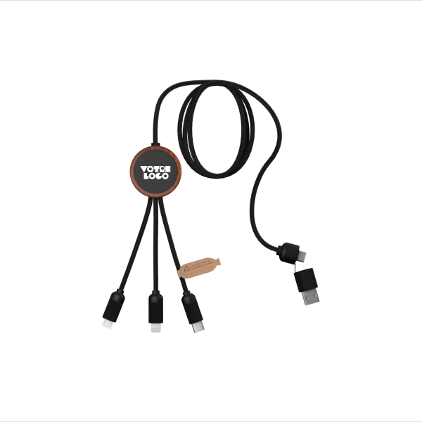 Câble rond éco 5-en-1 40W FSC® 100% bambou personnalisable