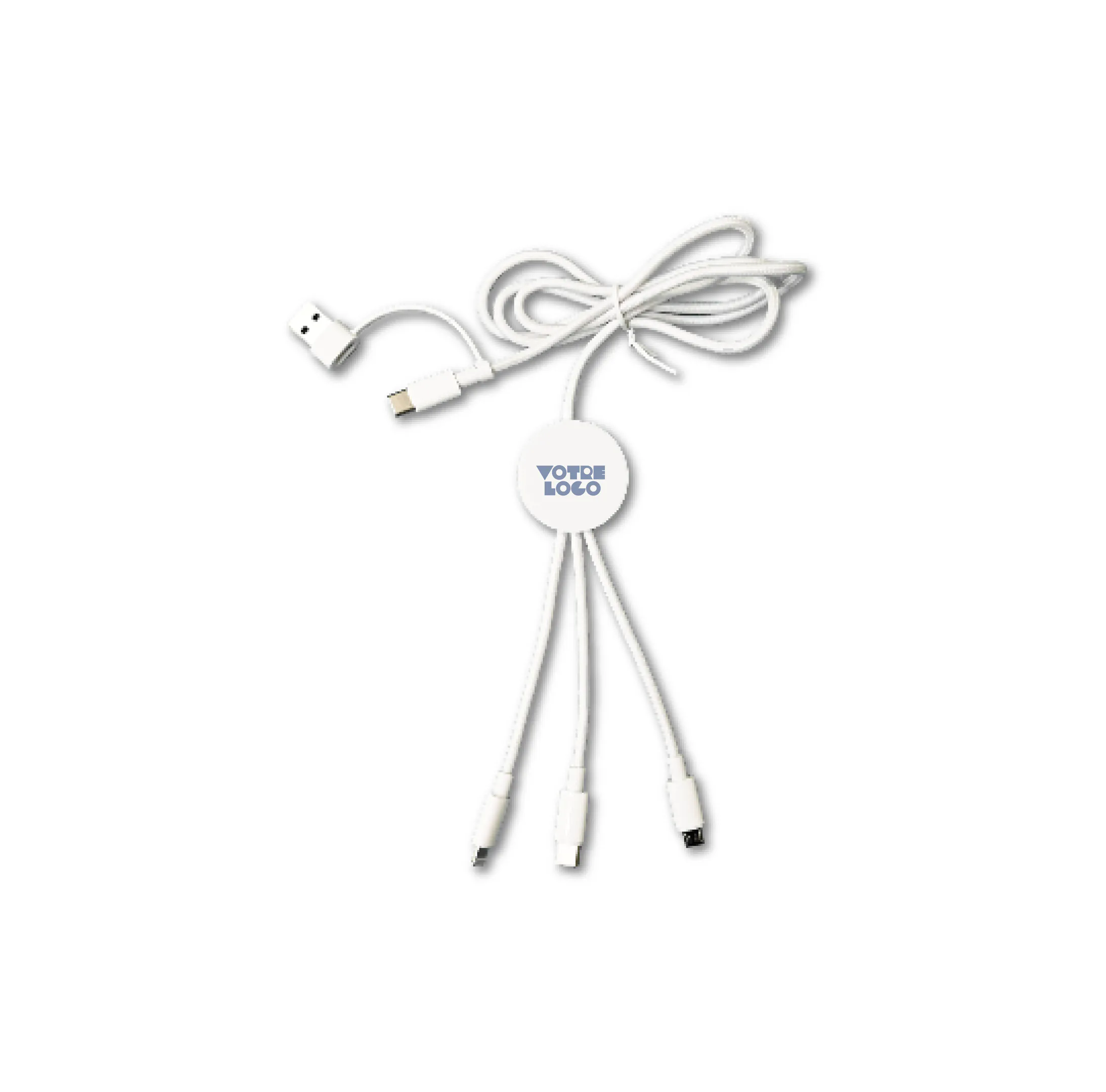 Multicâble 5-en-1 fast charge 20W Made in France personnalisable