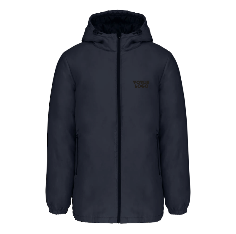 parka-capuche-recyclé-unisexe-personnalisable-bleu-fonce Parka à capuche recyclée unisexe 320 g/m² personnalisable