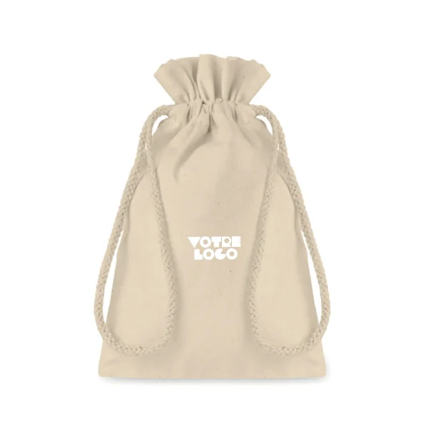 Petit sac cadeau en coton avec cordon de serrage naturel 105 gr/m² personnalisable