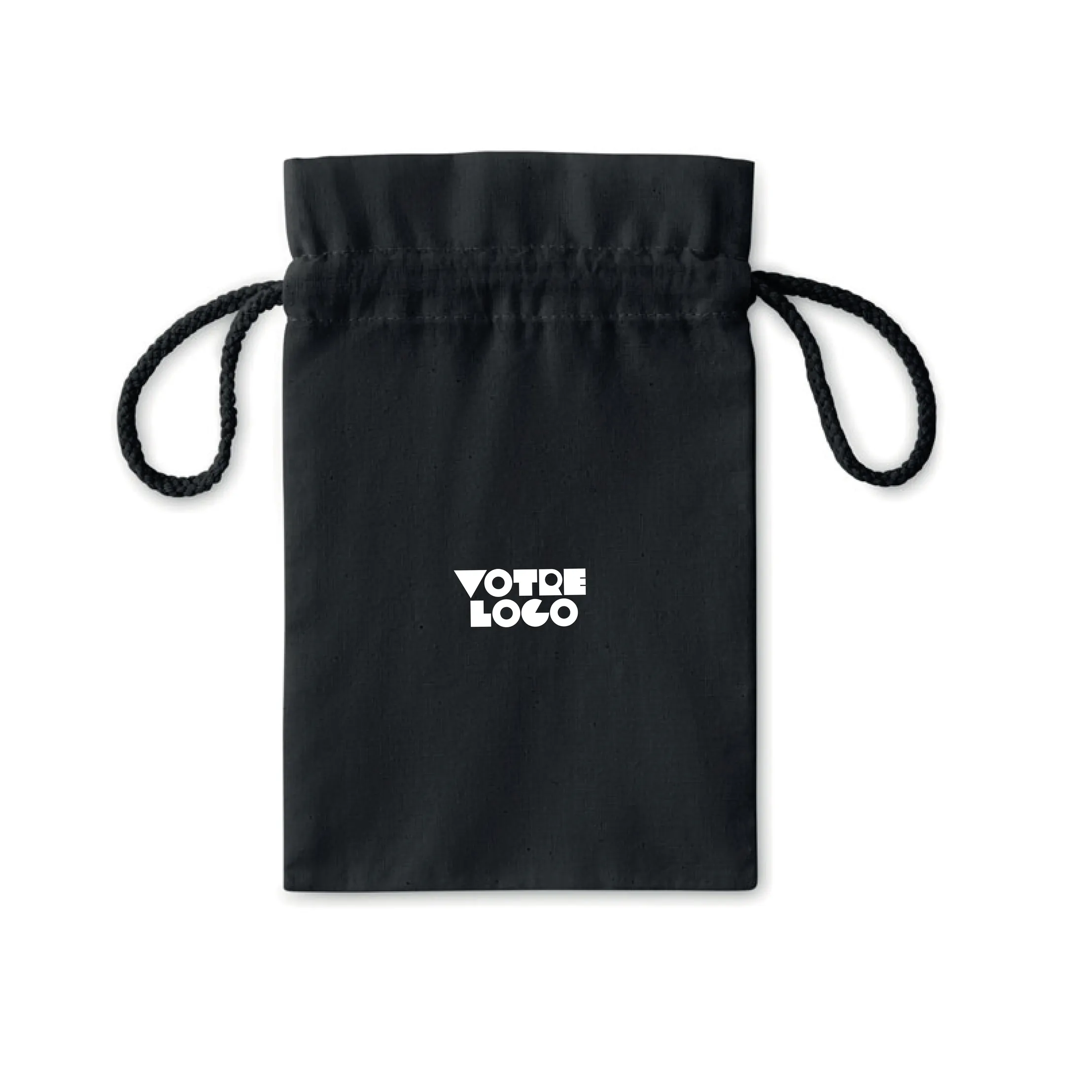 petit-sac-coton-cordon-serrage-noir-personnalisable.webp Petit sac cadeau en coton avec cordon de serrage 105 gr/m² personnalisable
