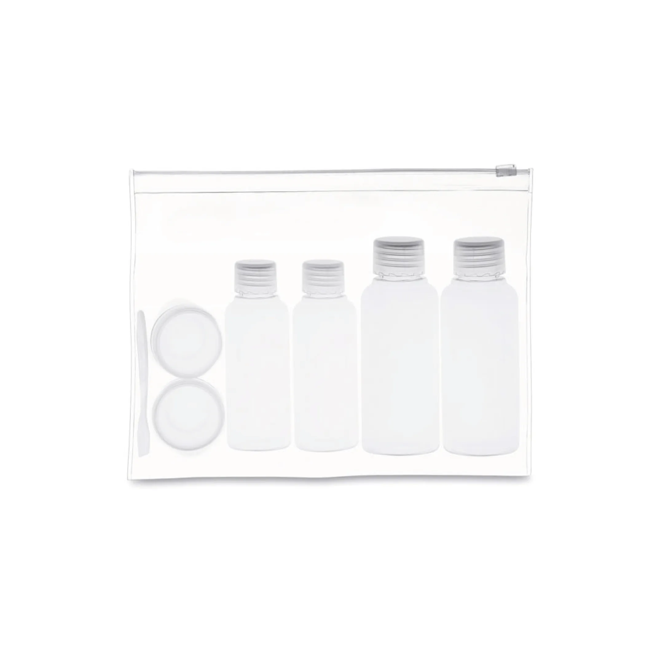 pochette-flacons-voyage-avion-personnalisable Pochette de voyage incluant des flacons vides personnalisable