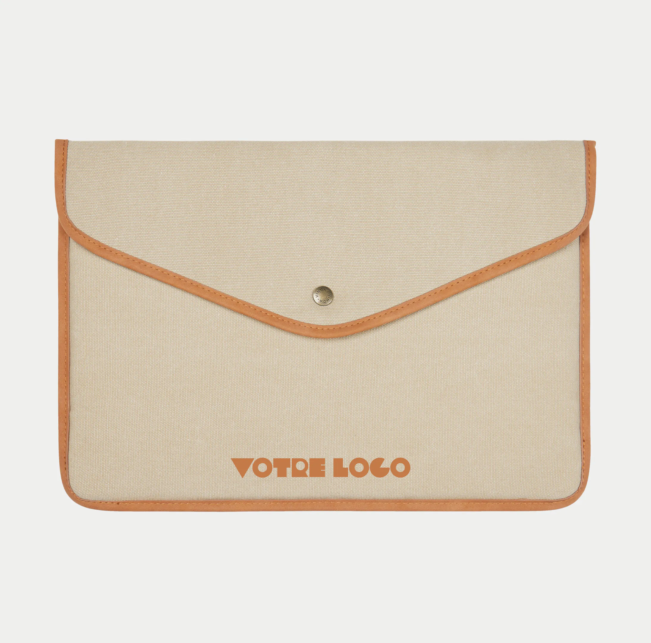 pochette-ordinateur-16-pouces-toile-beige-personnalisable Pochette ordinateur 16" en toile recyclée GRS personnalisable
