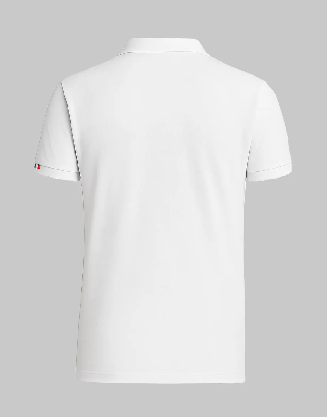 polo-manches-courtes-coton-biologique-maille-piquee-homme-personnalisable-blanc-dos.webp Polo manches courtes homme maille piquée 220 g/m² Made in France personnalisable