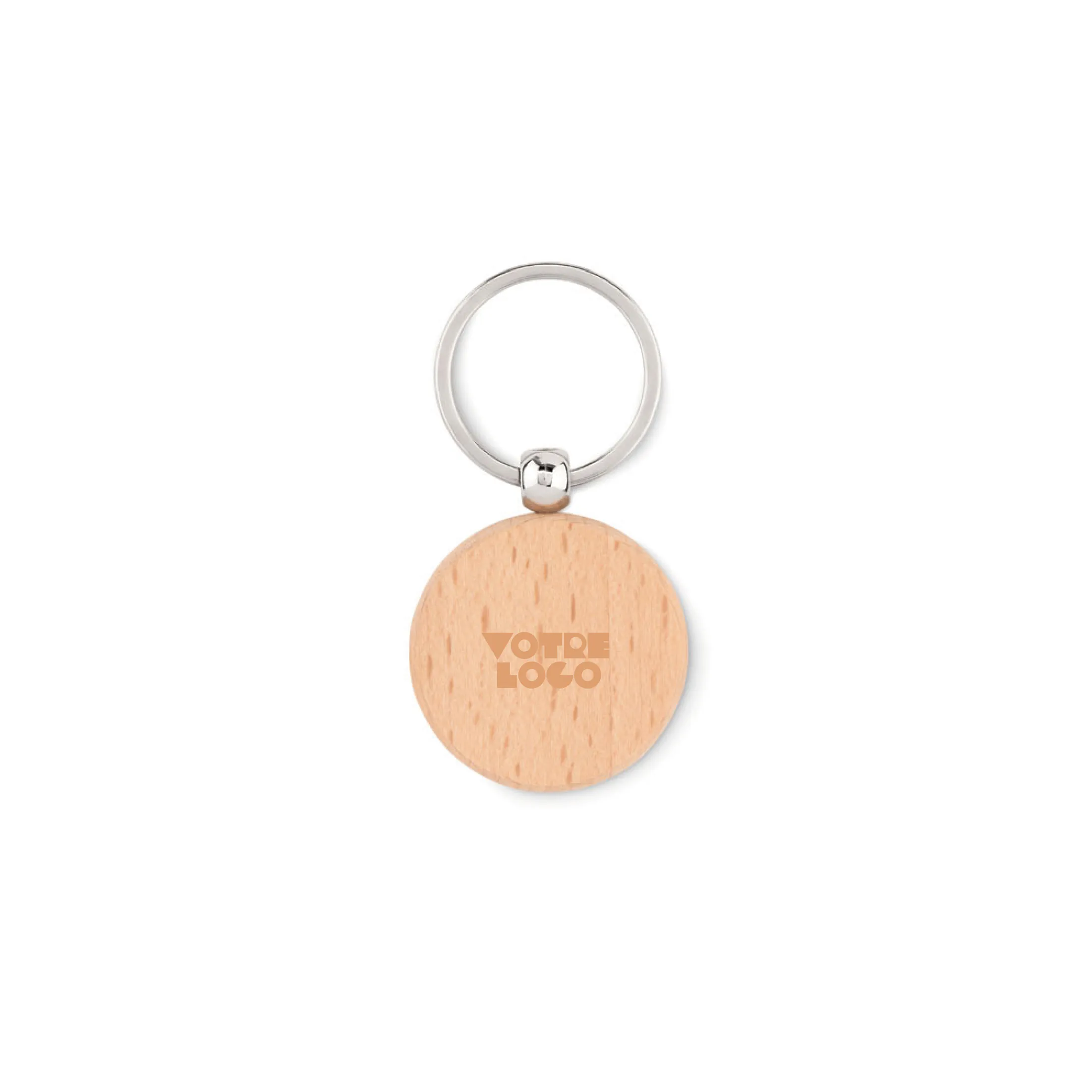 Porte-clés en bois de forme ronde personnalisable
