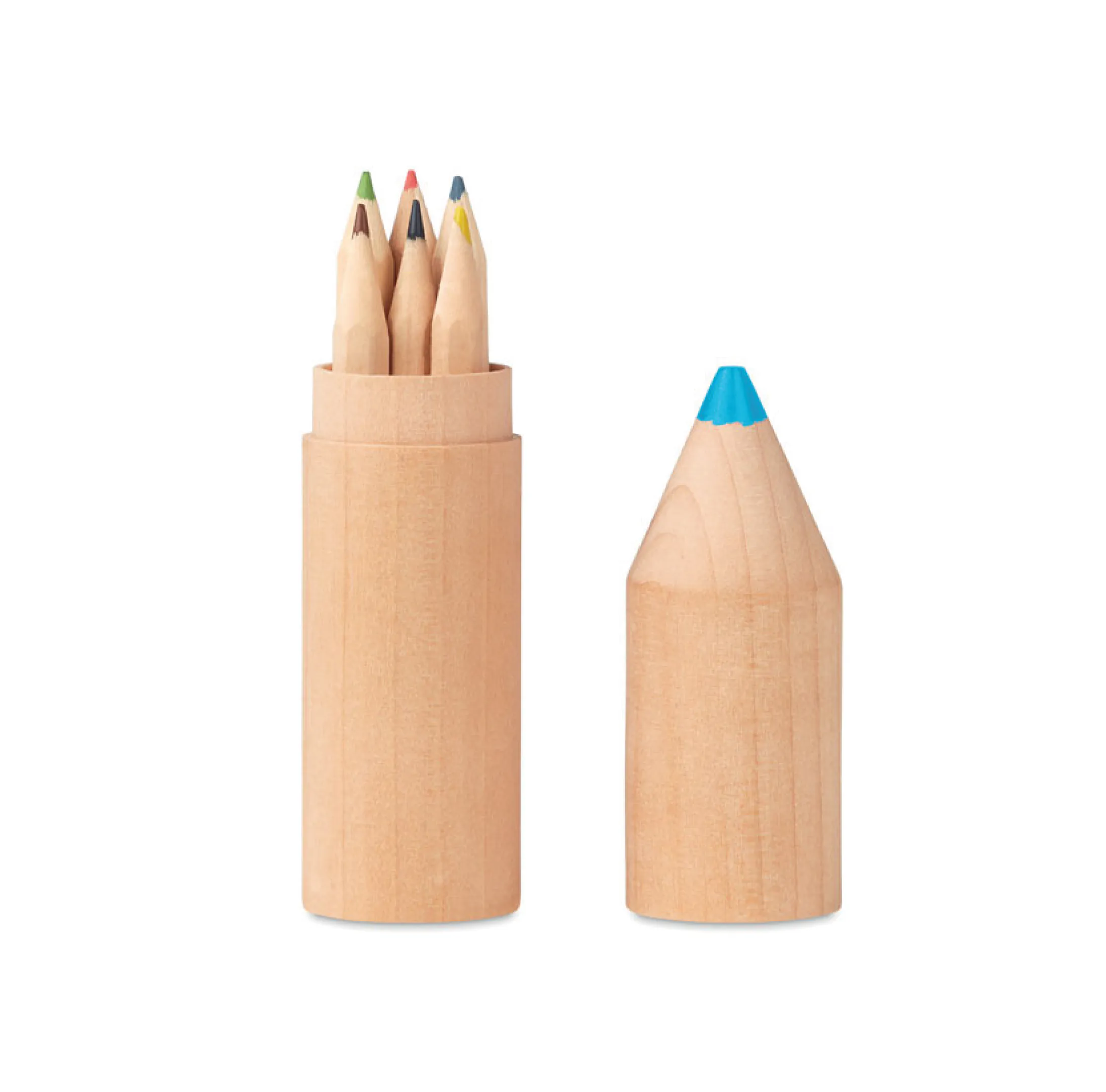 pot-a-crayons-de-couleur-en-forme-de-crayon-personnalisable.webp 6 crayons en bois dans un étui en forme de crayon personnalisable
