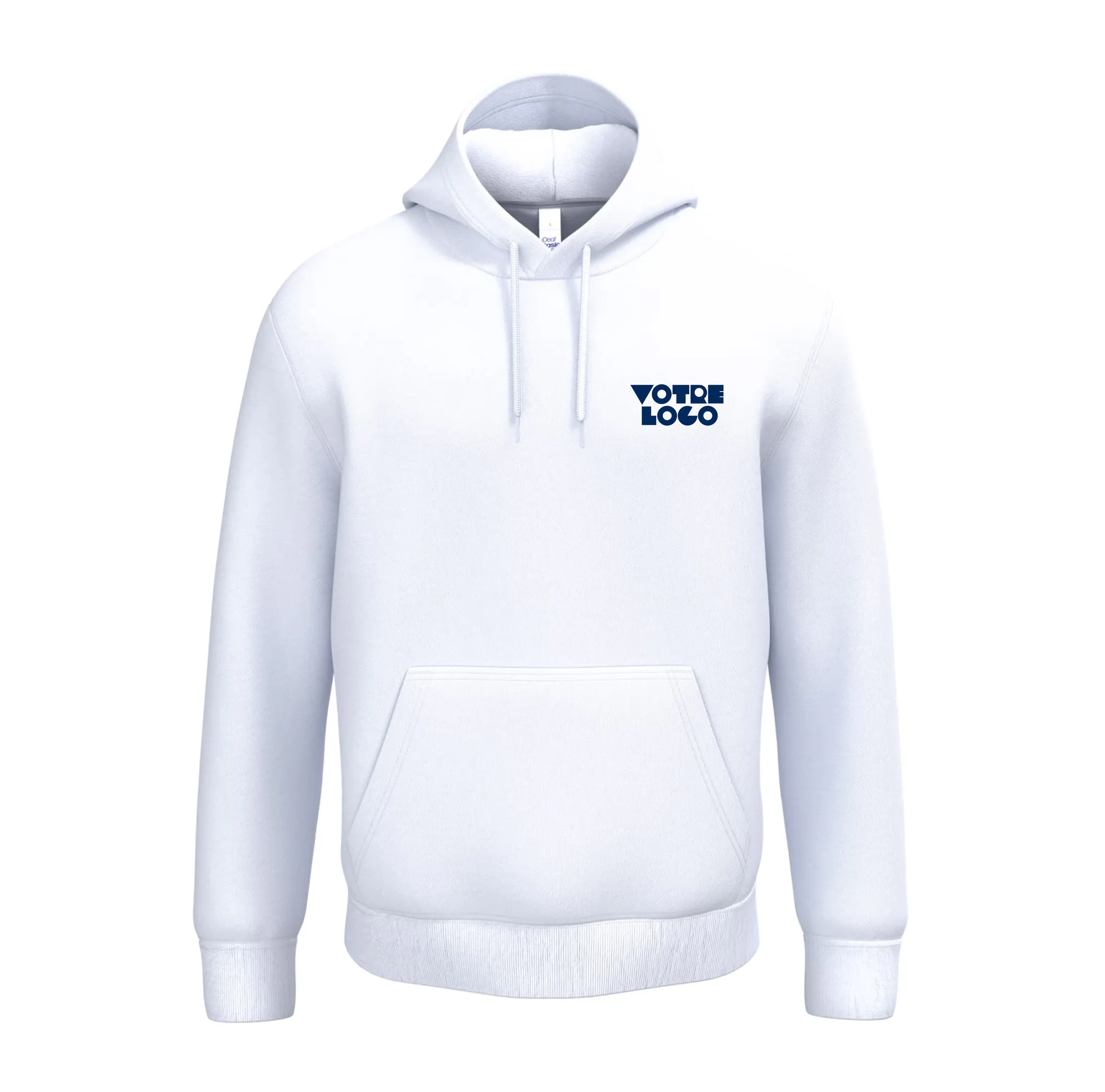 r0001-blanc Sweat-shirt à capuche unisexe 260 g/m² personnalisable
