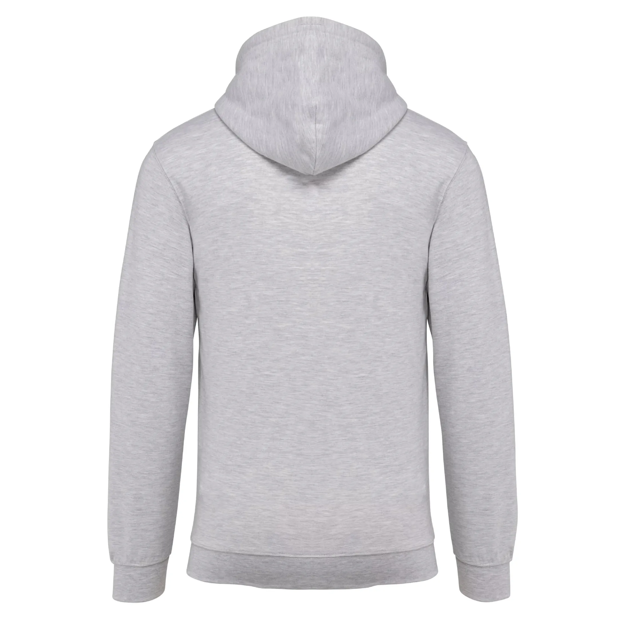 r0004-ash-heather-dos Sweat-shirt zippé capuche unisexe 280 g/m² personnalisable