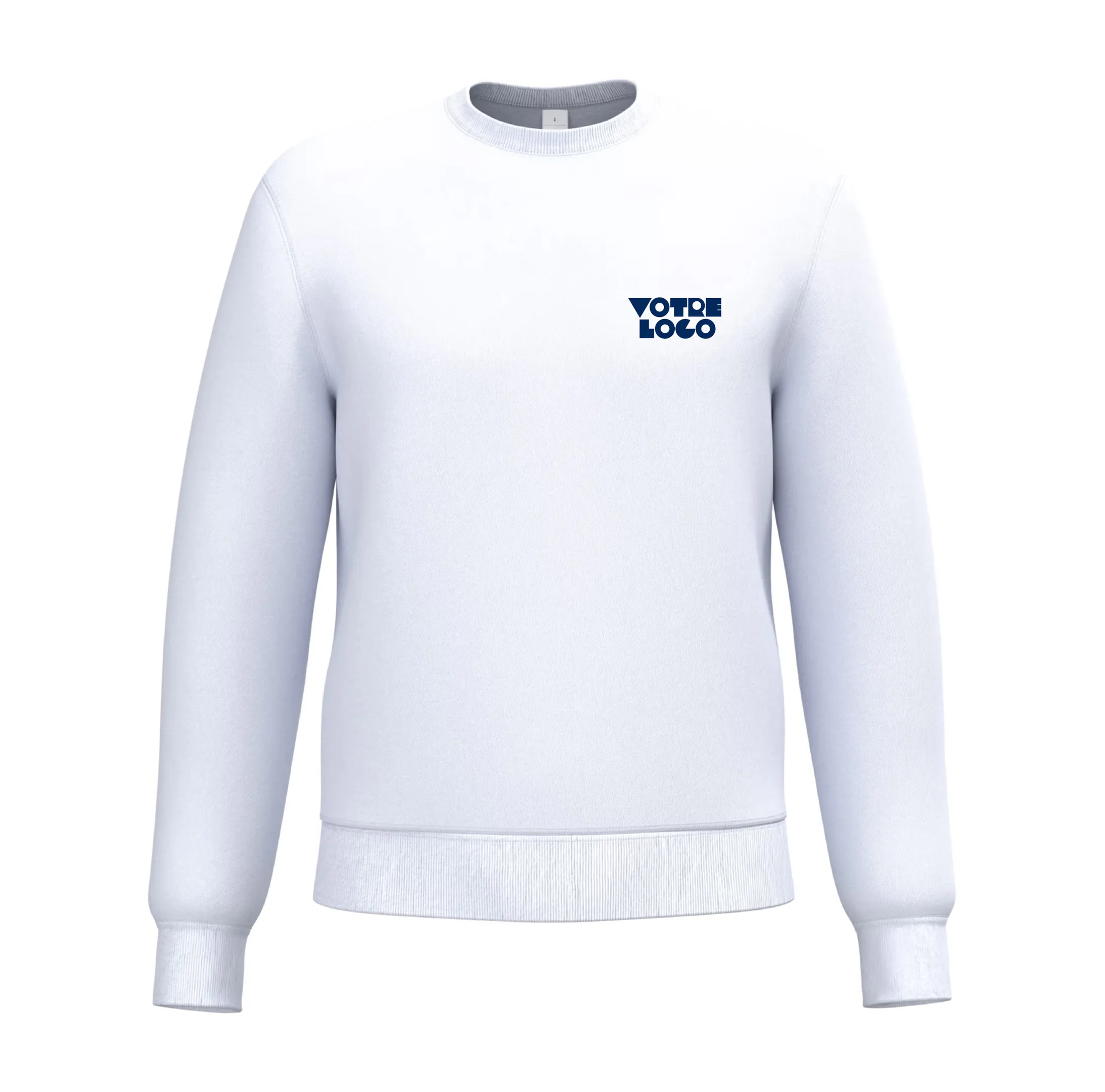 r0007-blanc Sweat-shirt col rond unisexe 260 g/m² personnalisble