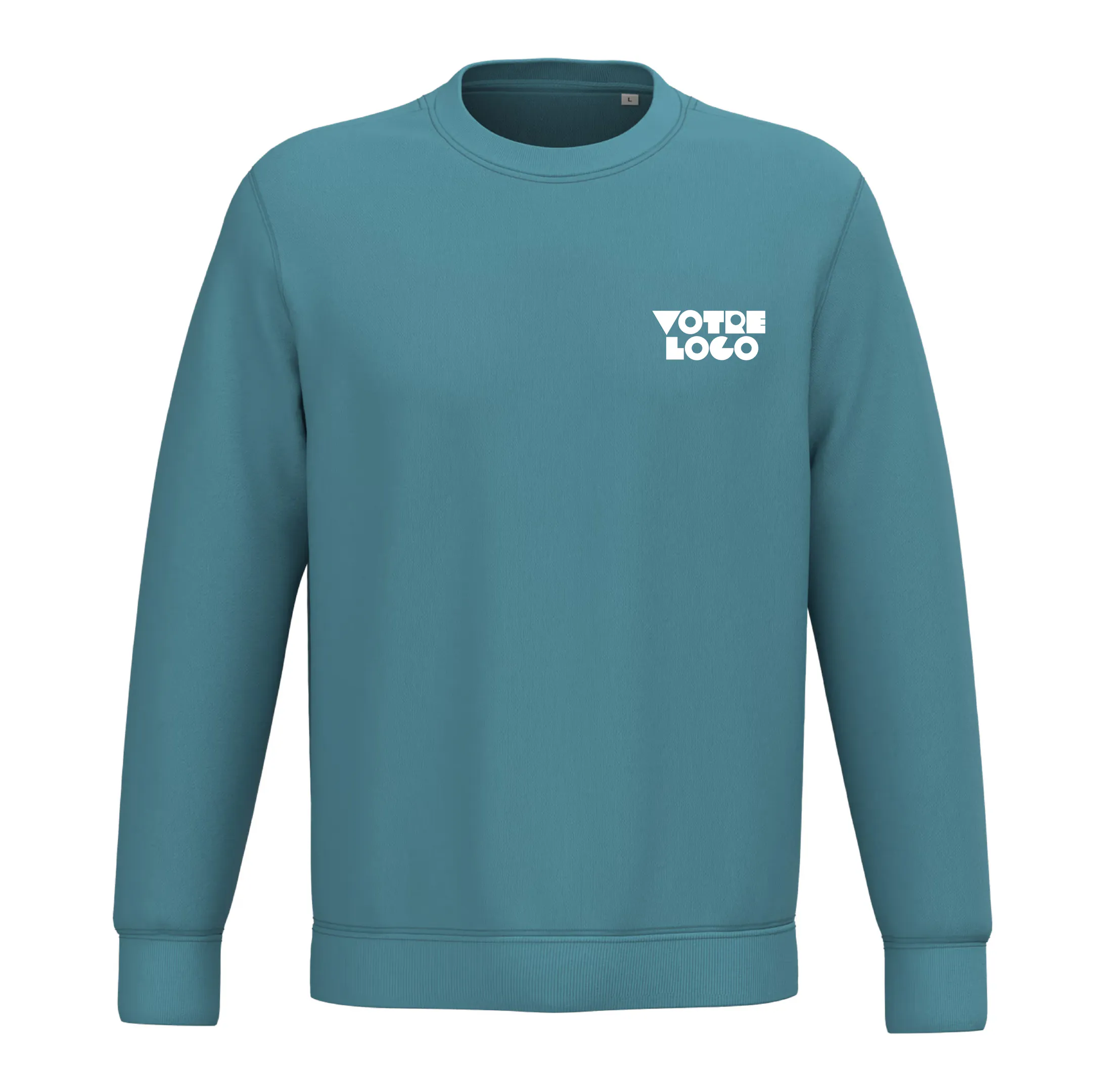 r0009-adriatic-blue Sweat-shirt écoresponsable à col rond unisexe 350 g/m² personnalisable