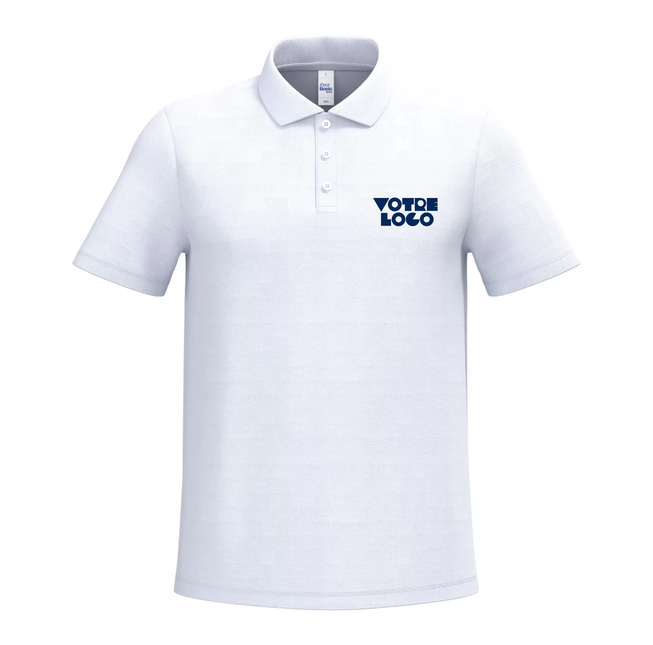 r0020-blanc Polo piqué homme 180 g/m² personnalisable