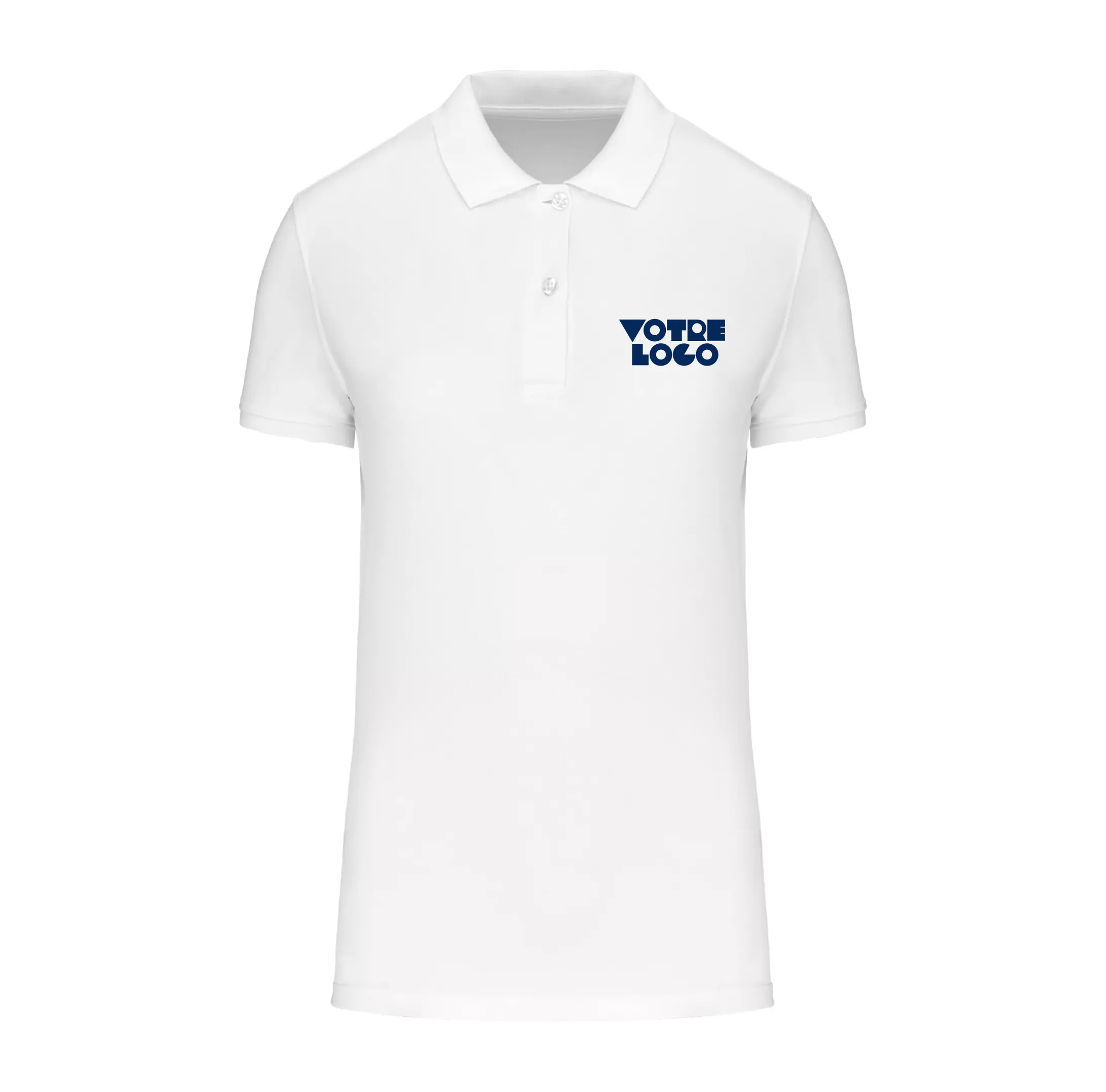 r0023-blanc Polo piqué femme 180 g/m² personnalisable
