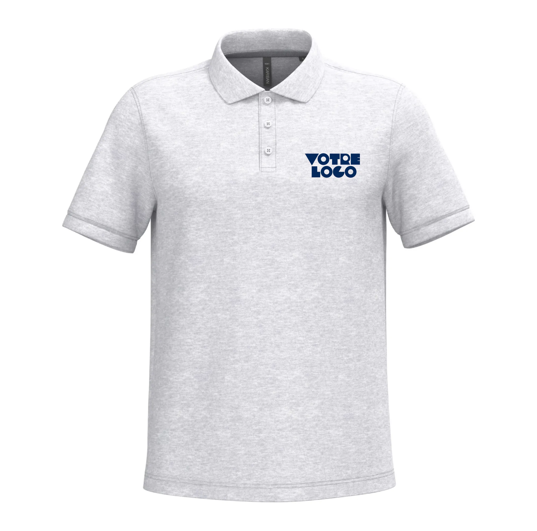 r0024-ash-heather Polo piqué manches courtes homme 220 g/m² personnalisable