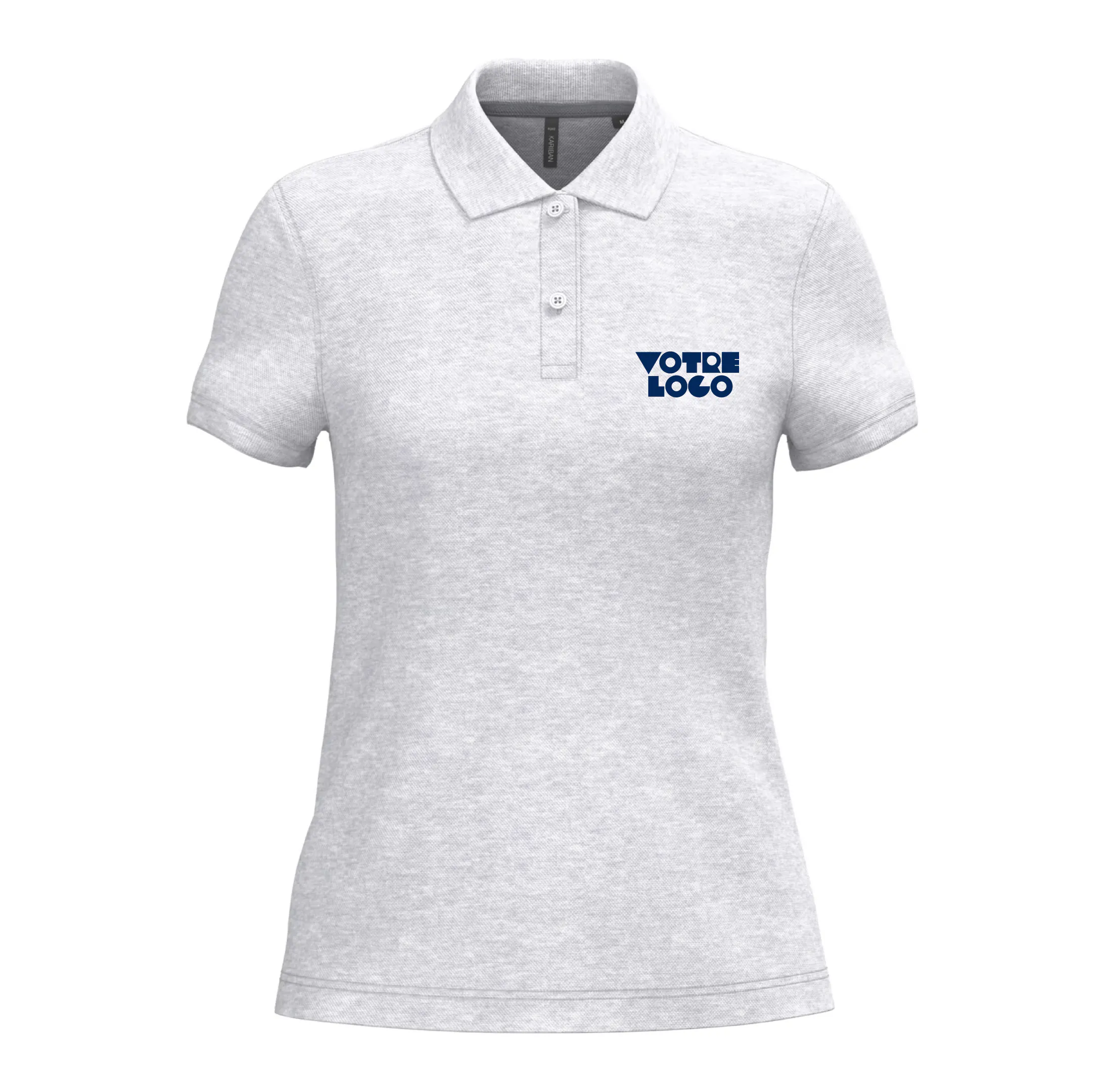 r0025-ash-heather Polo manches courtes femme 220 g/m² personnalisable