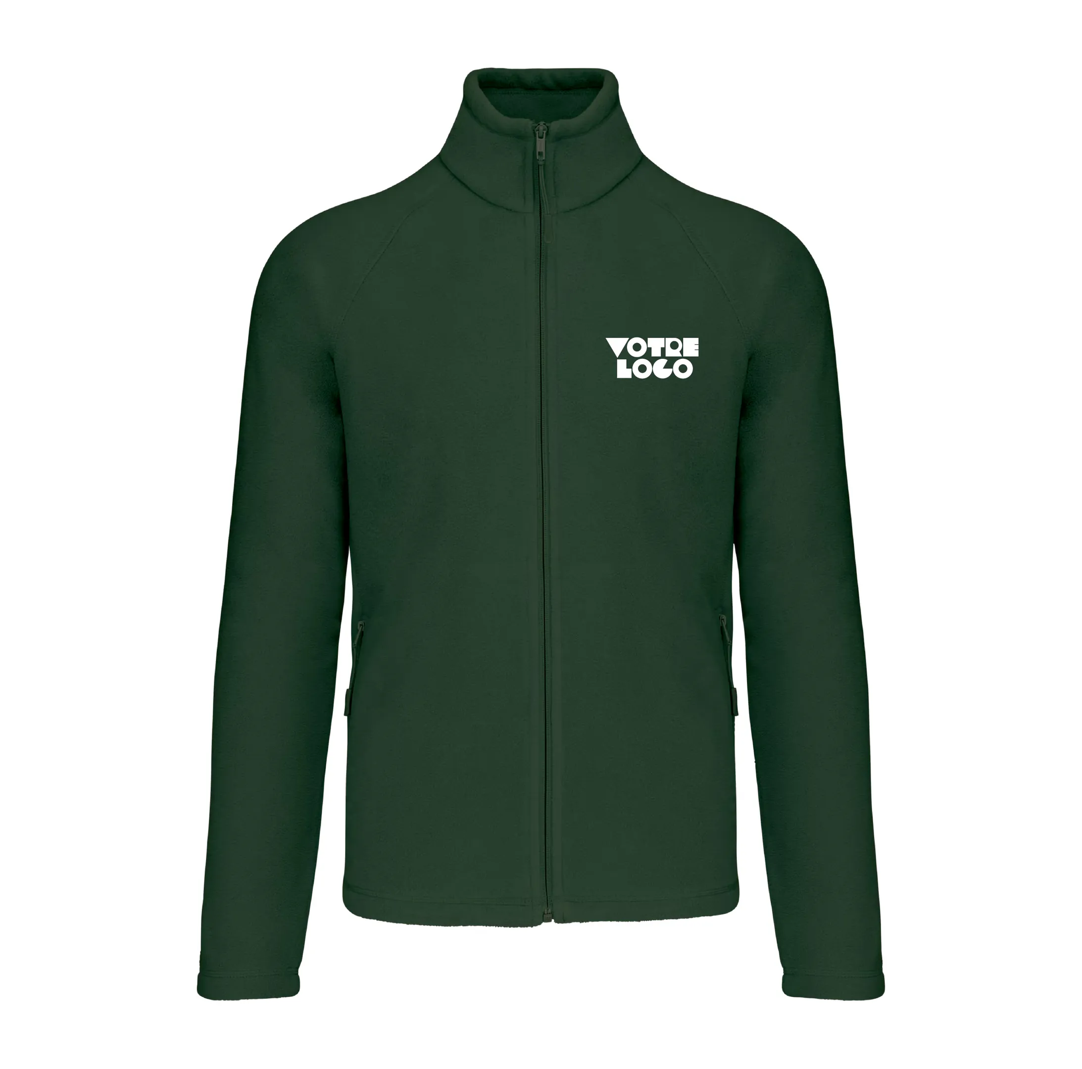 r0029-forest-green Veste micropolaire zippée manches raglan homme 350 g/m² personnalisable