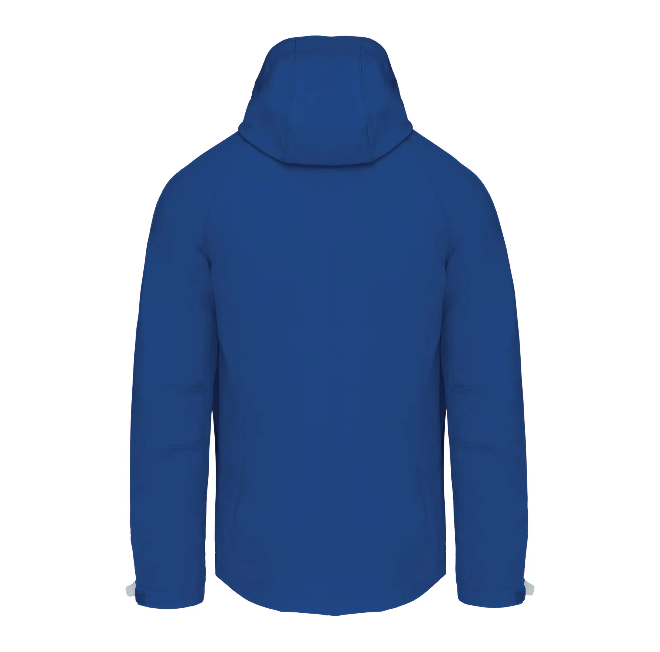r0032-bleu-dos Veste softshell à capuche amovible homme 340 g/m² personnalisable