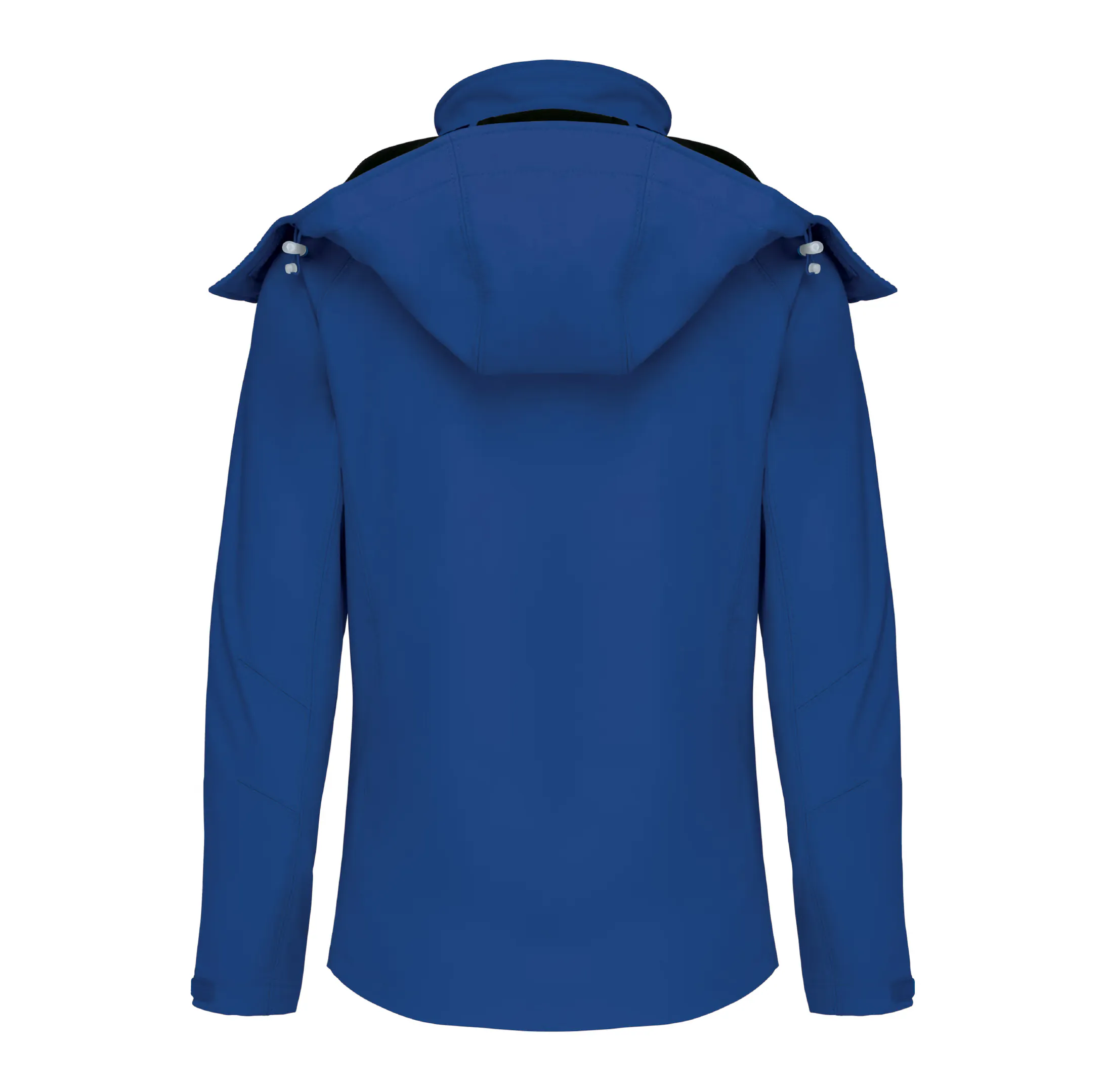 r0033-bleu-dos Veste softshell à capuche amovible femme 340 g/m² personnalisable
