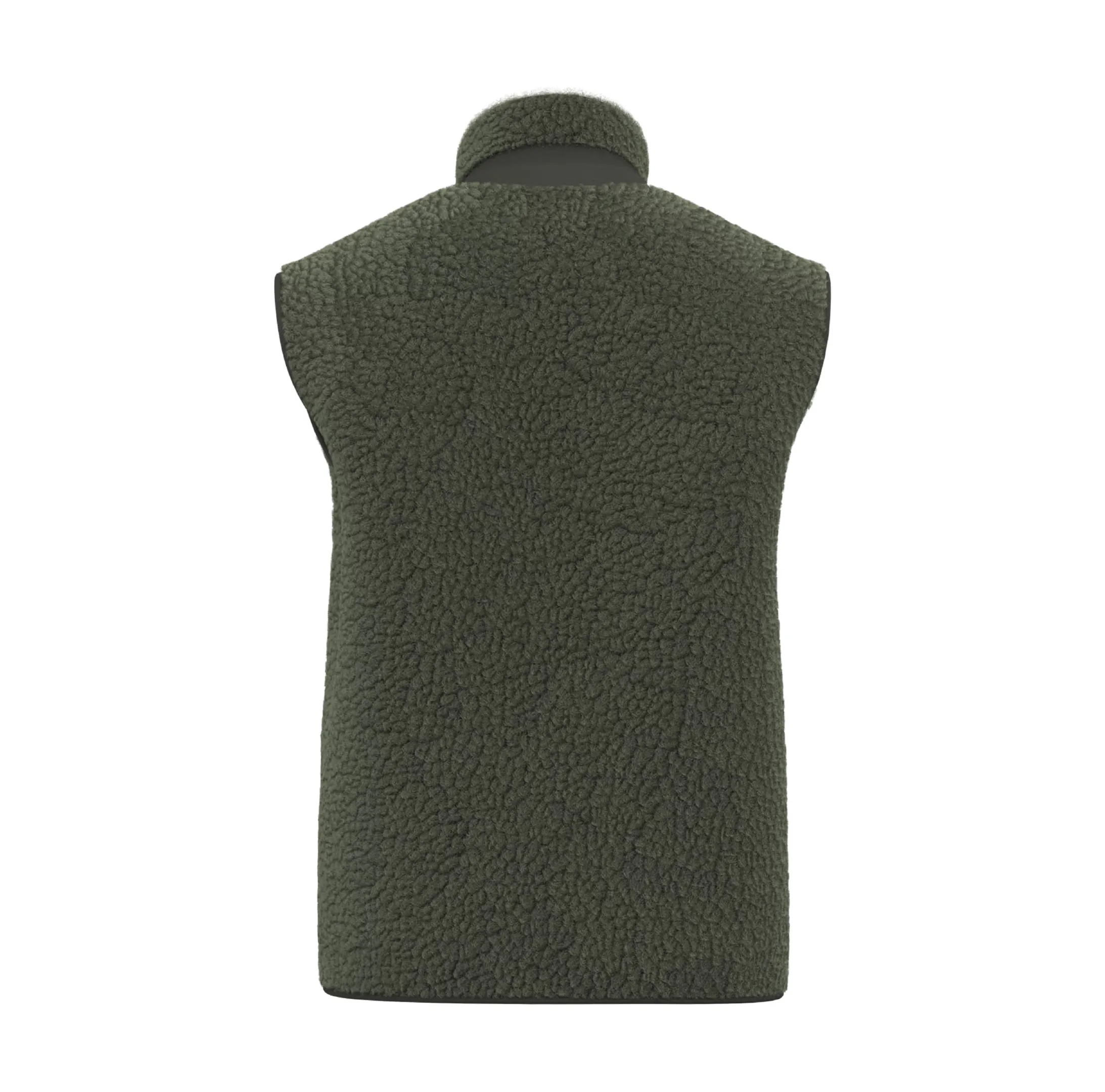 r0041-kaki-dos Veste sans manches écoresponsable sherpa unisexe 480 g/m² personnalisable