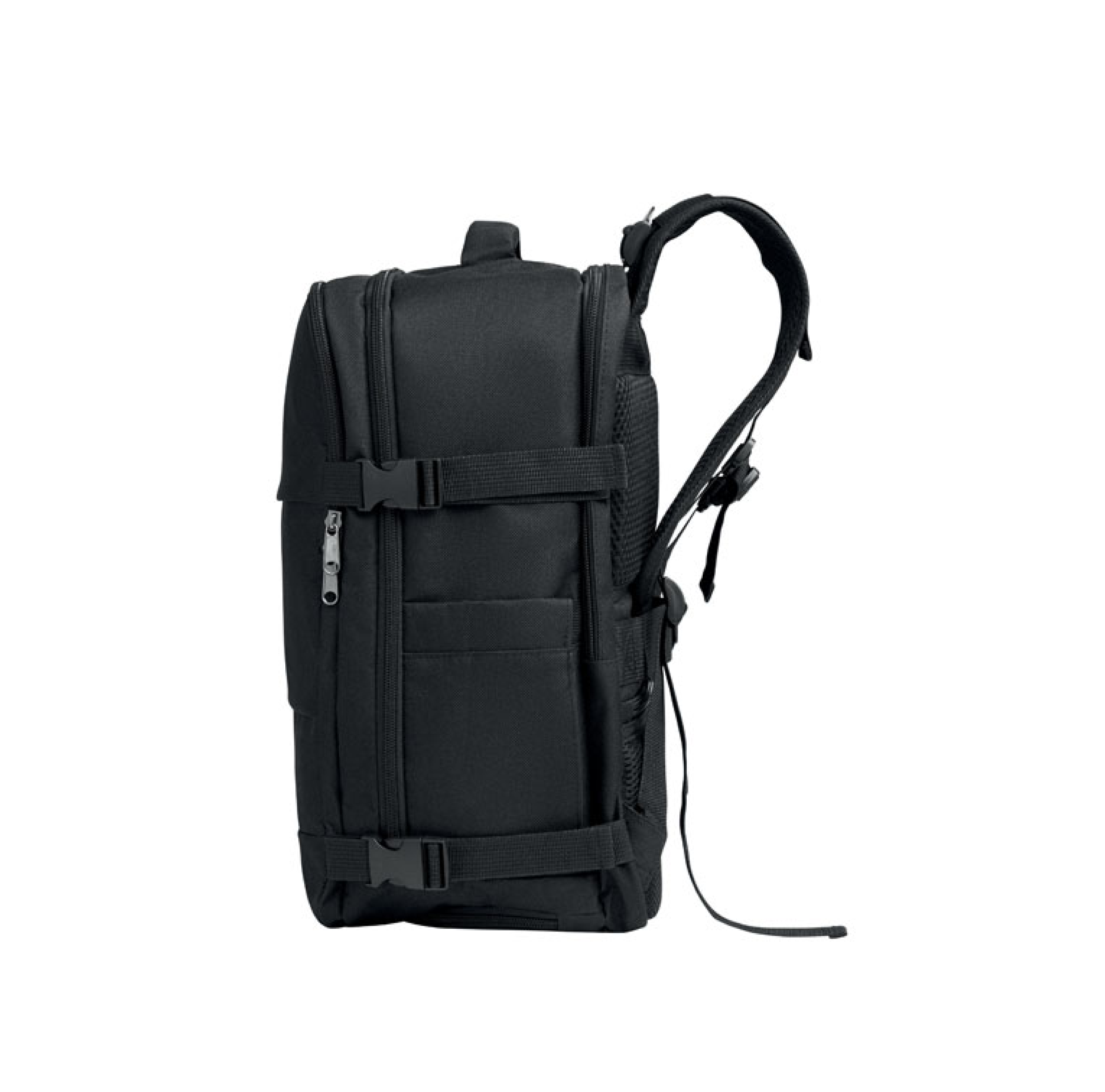 sac-à-dos-rpet-personnalisable-noir-cote Sac à dos en polyester RPET personnalisable