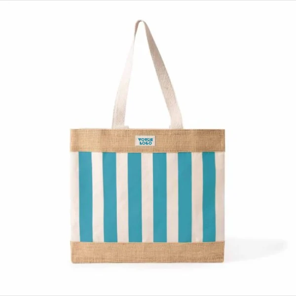 Sac de plage en coton recyclé 220 g/m² et jute personnlisable