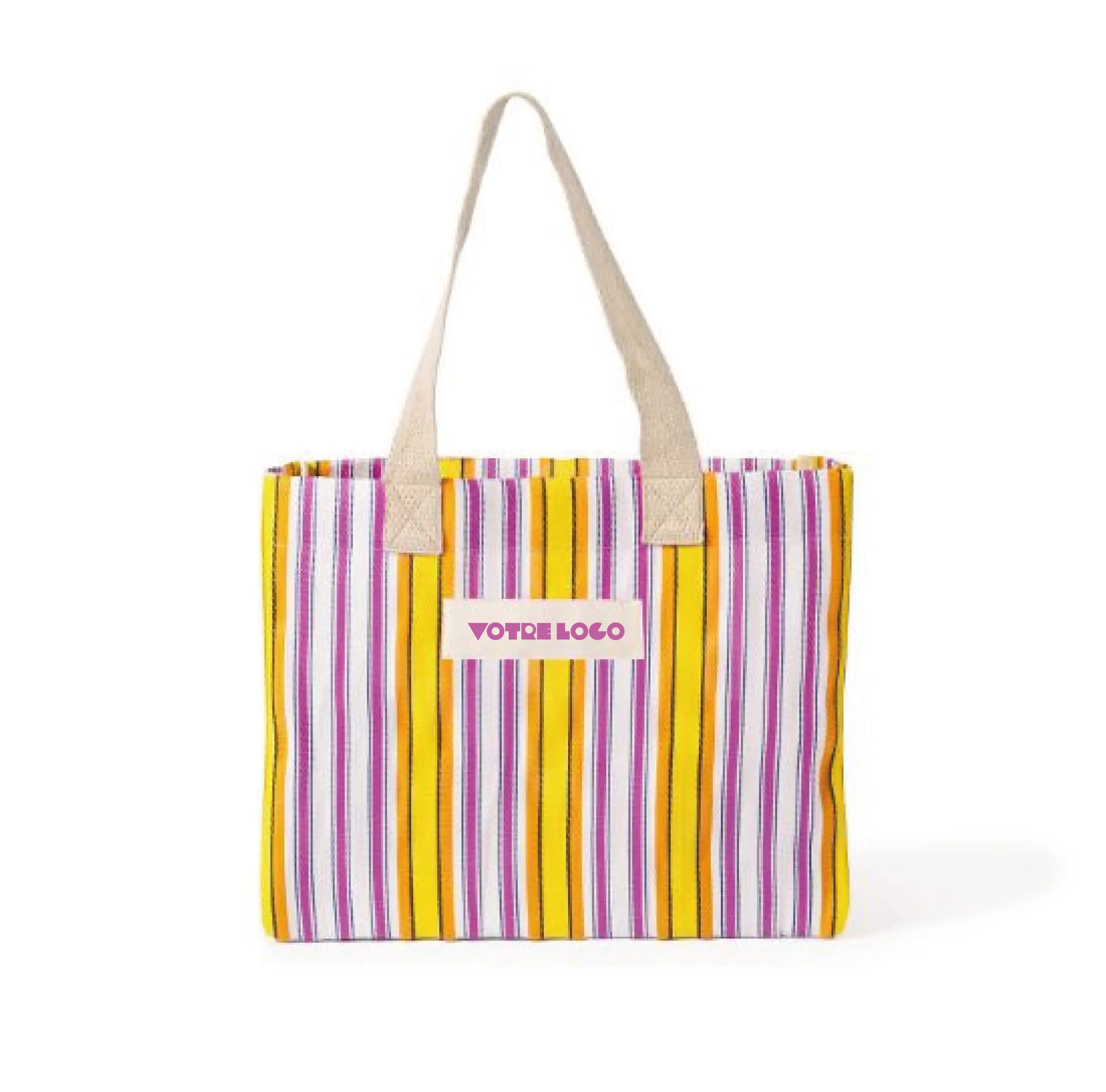 sac-anses-rayee-rose-personnalisable Sac à anses longues 200 g/m² personnalisable