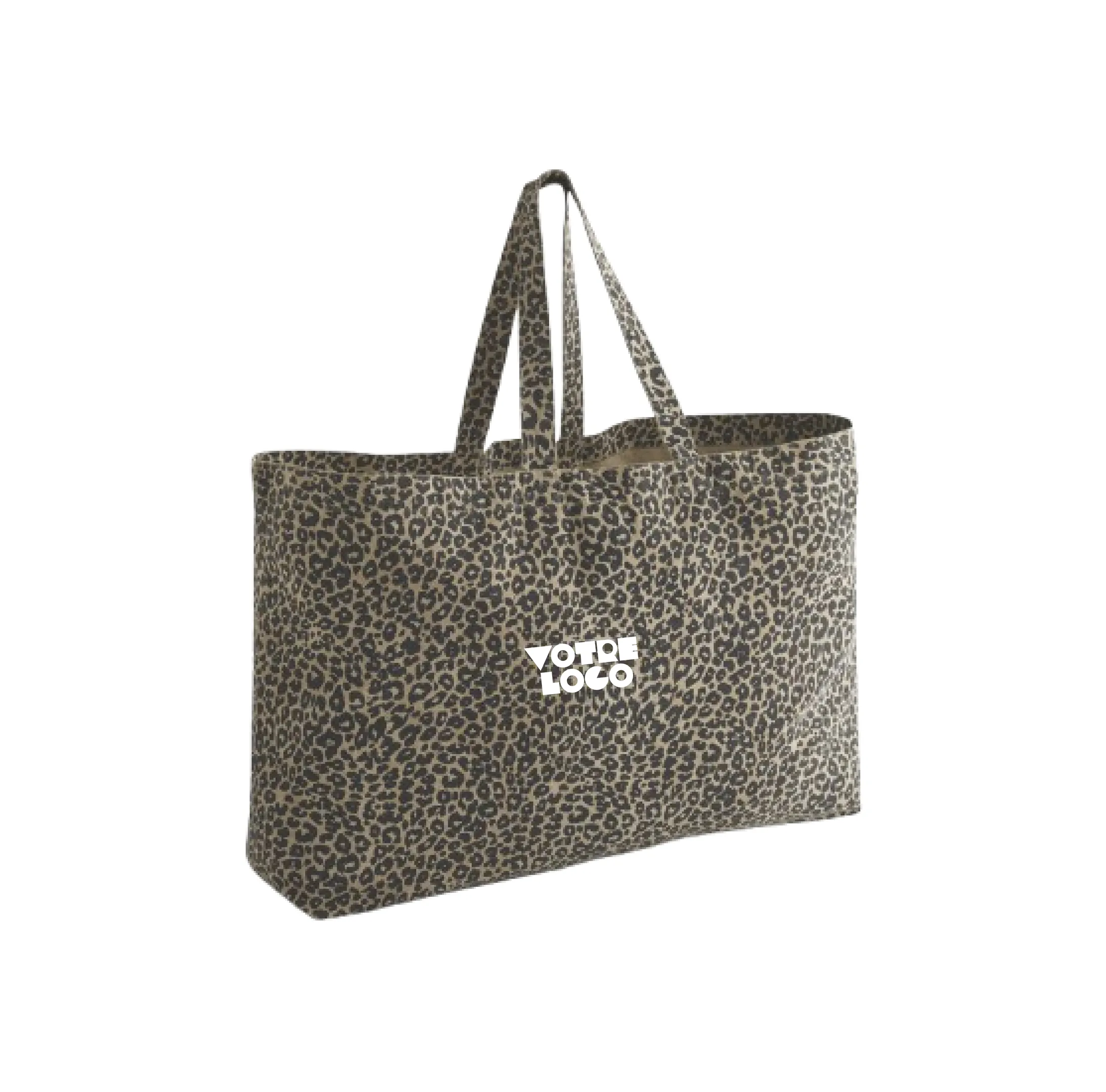 Sac cabas oversize en toile imprimé léopard 285 g/m² personnalisable