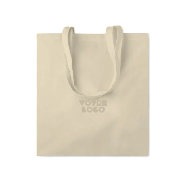 Sac shopping en coton naturel avec anses longues et soufflets 140gr/m² personnalisable